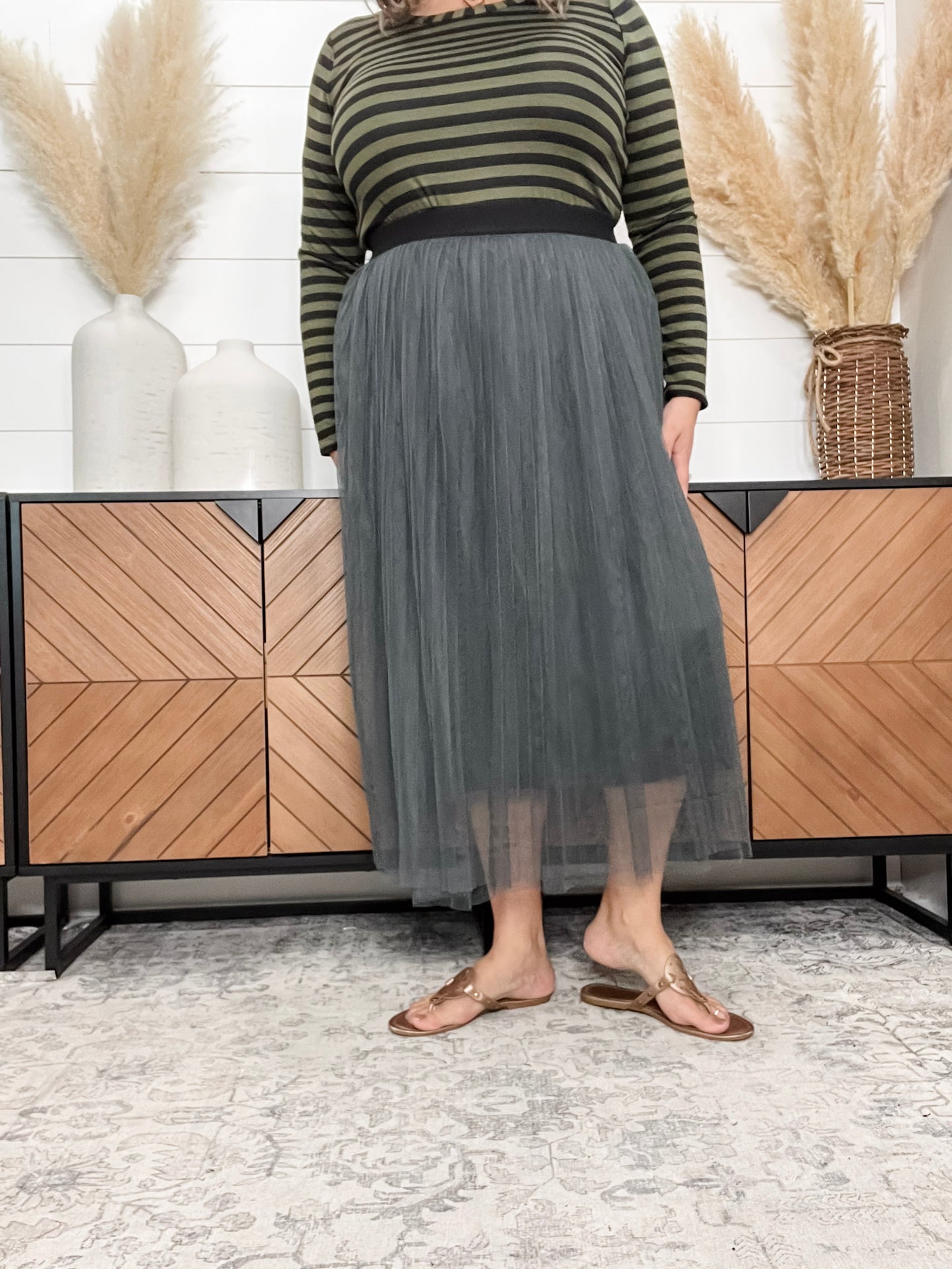 "Ashes to Ashes" Mesh Pleated Skirt