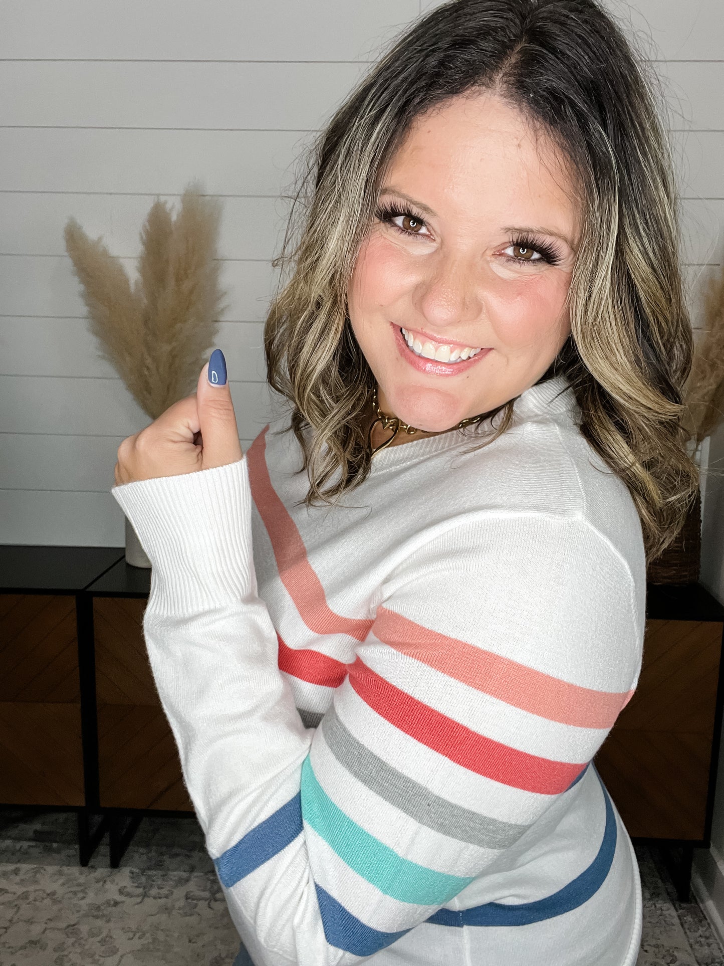"Challis" Long Sleeve Striped Sweater