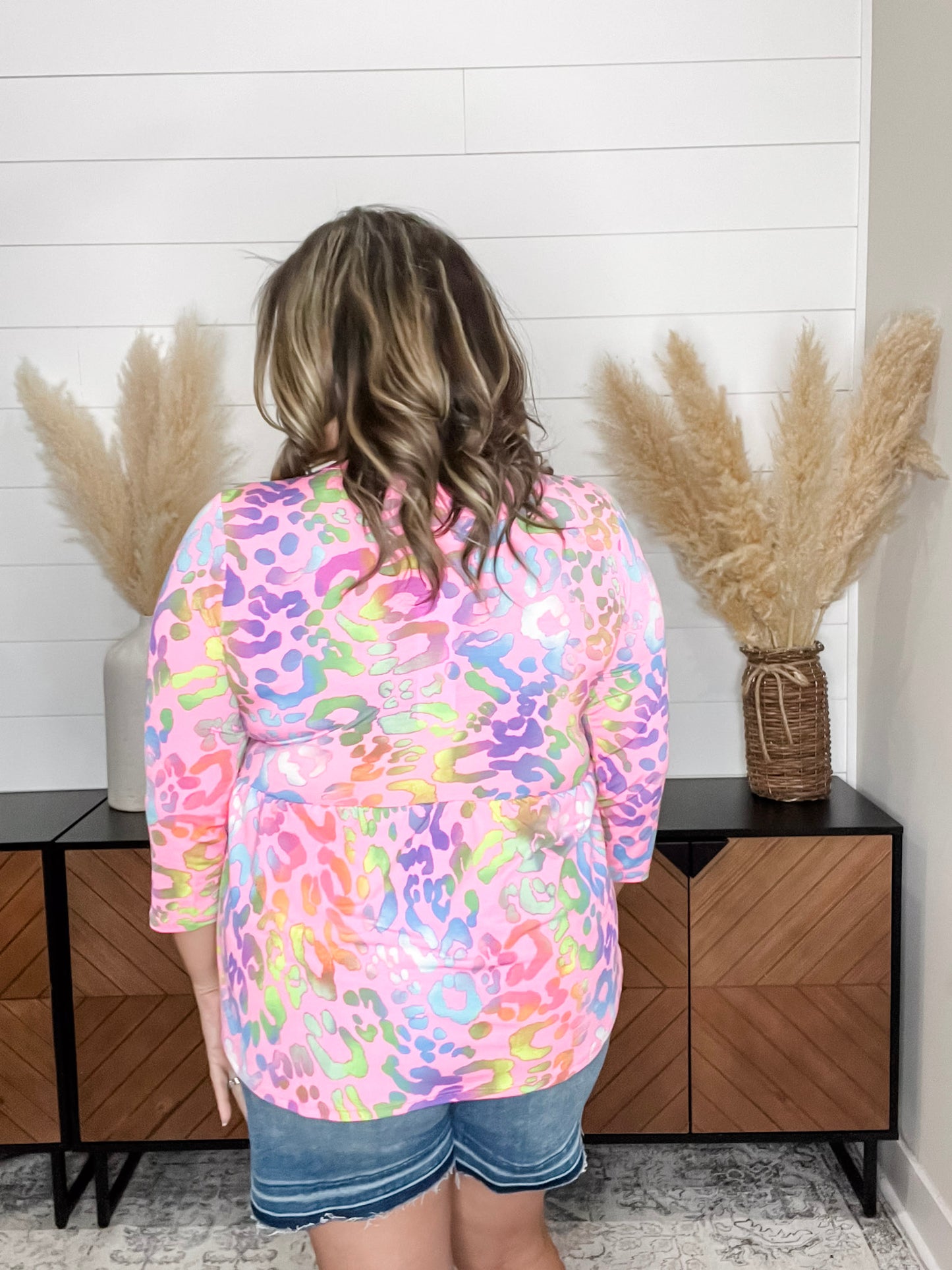 "Haley" 3/4 Sleeve Split Neck Babydoll