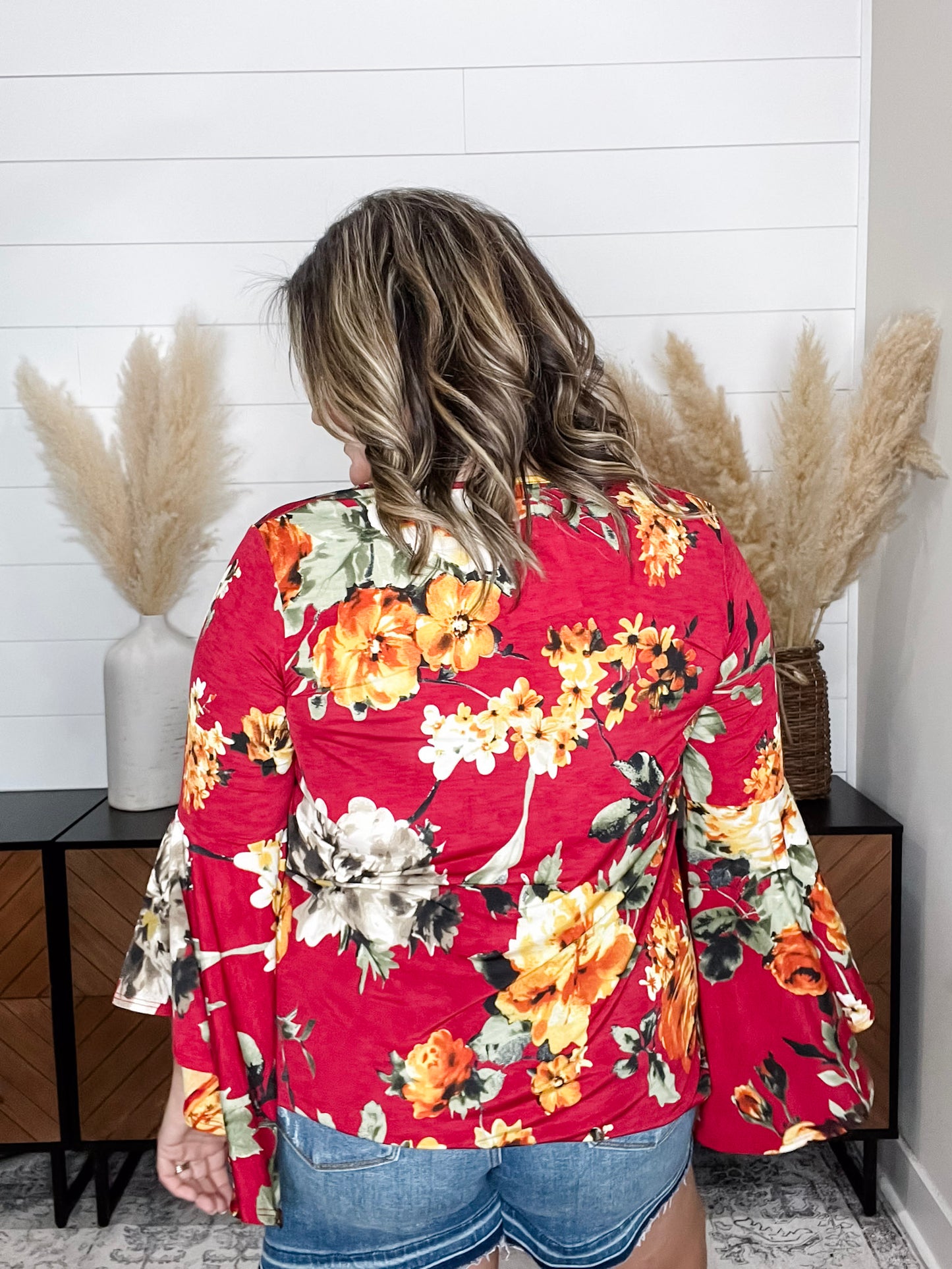 "Crisp" Bell Sleeve V Neck