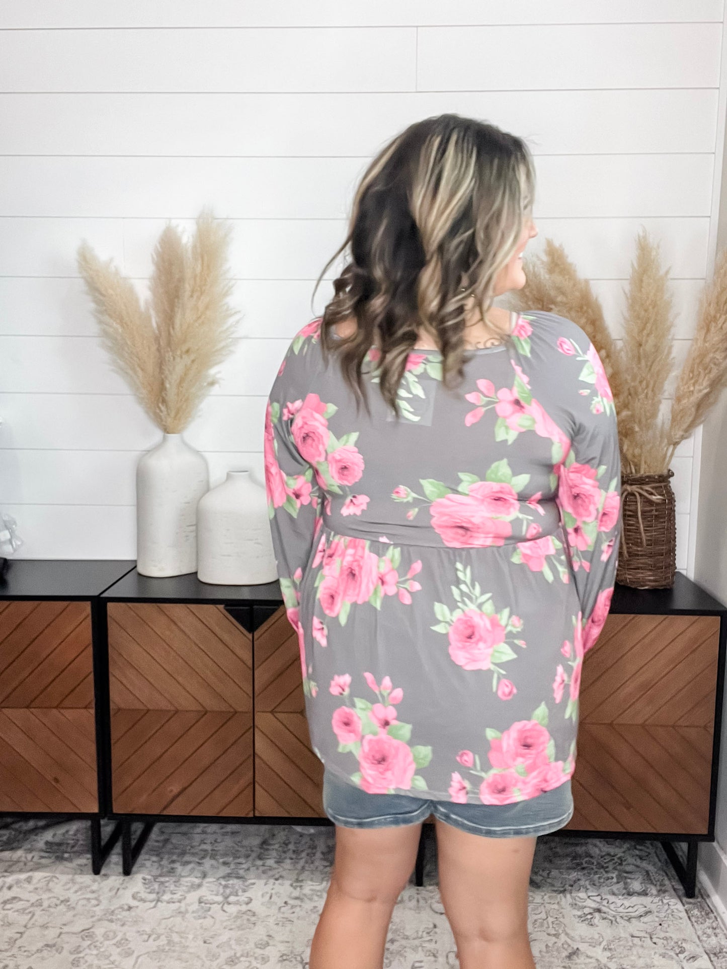 "Untold" Long Sleeve V Neck Babydoll