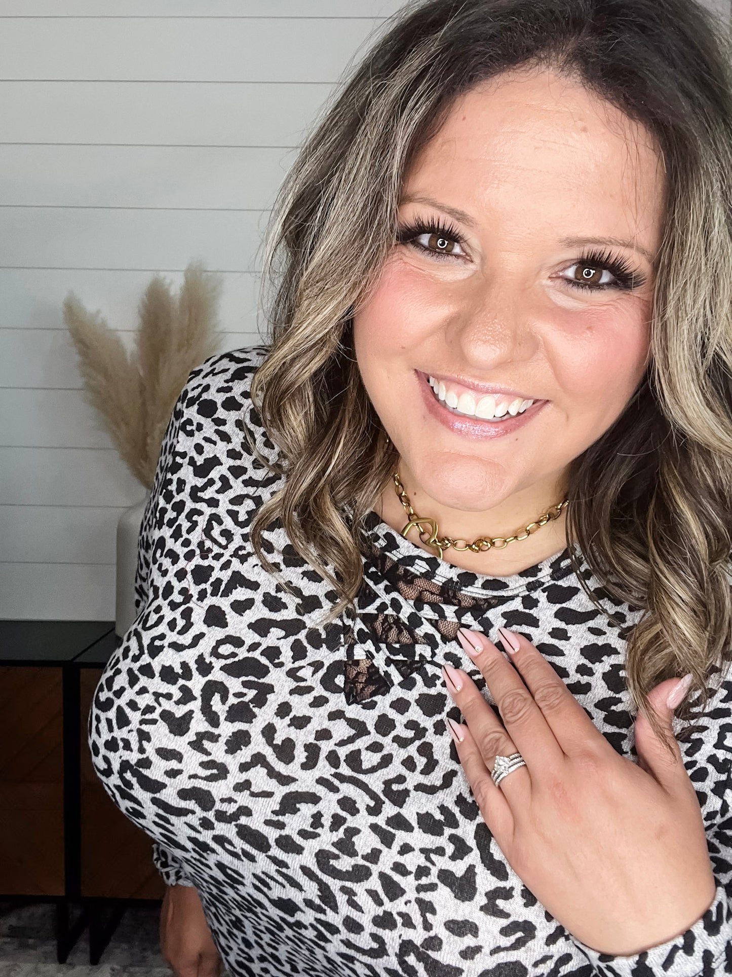 "Dixie" Animal Print Long Sleeve with Criss Cross Design (Grey)