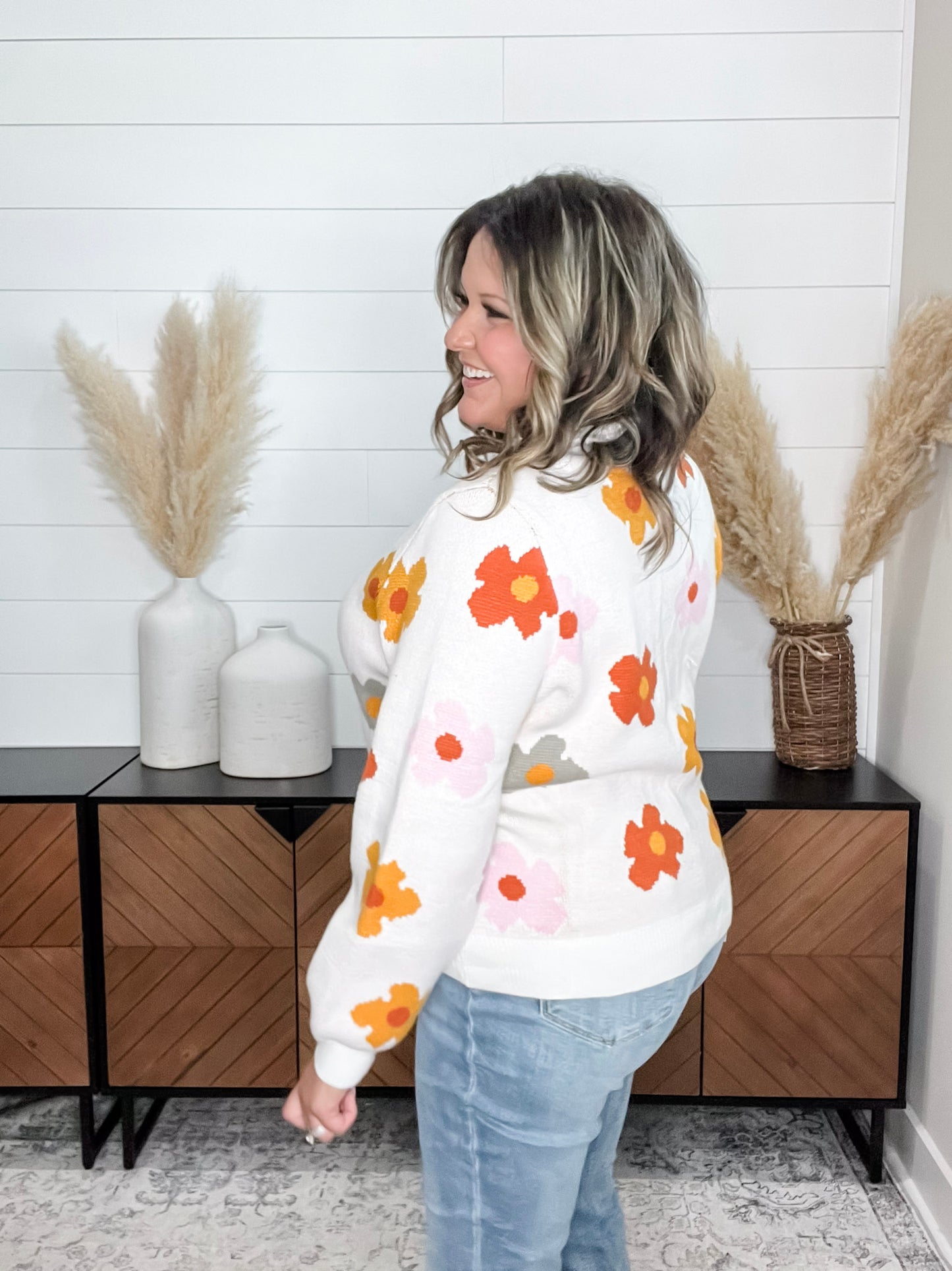 "Felicia" Fall Floral Long Sleeve Sweater