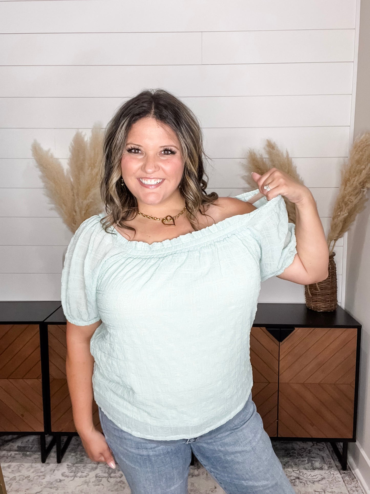 "Lansing" Short Sleeve Peasant Top