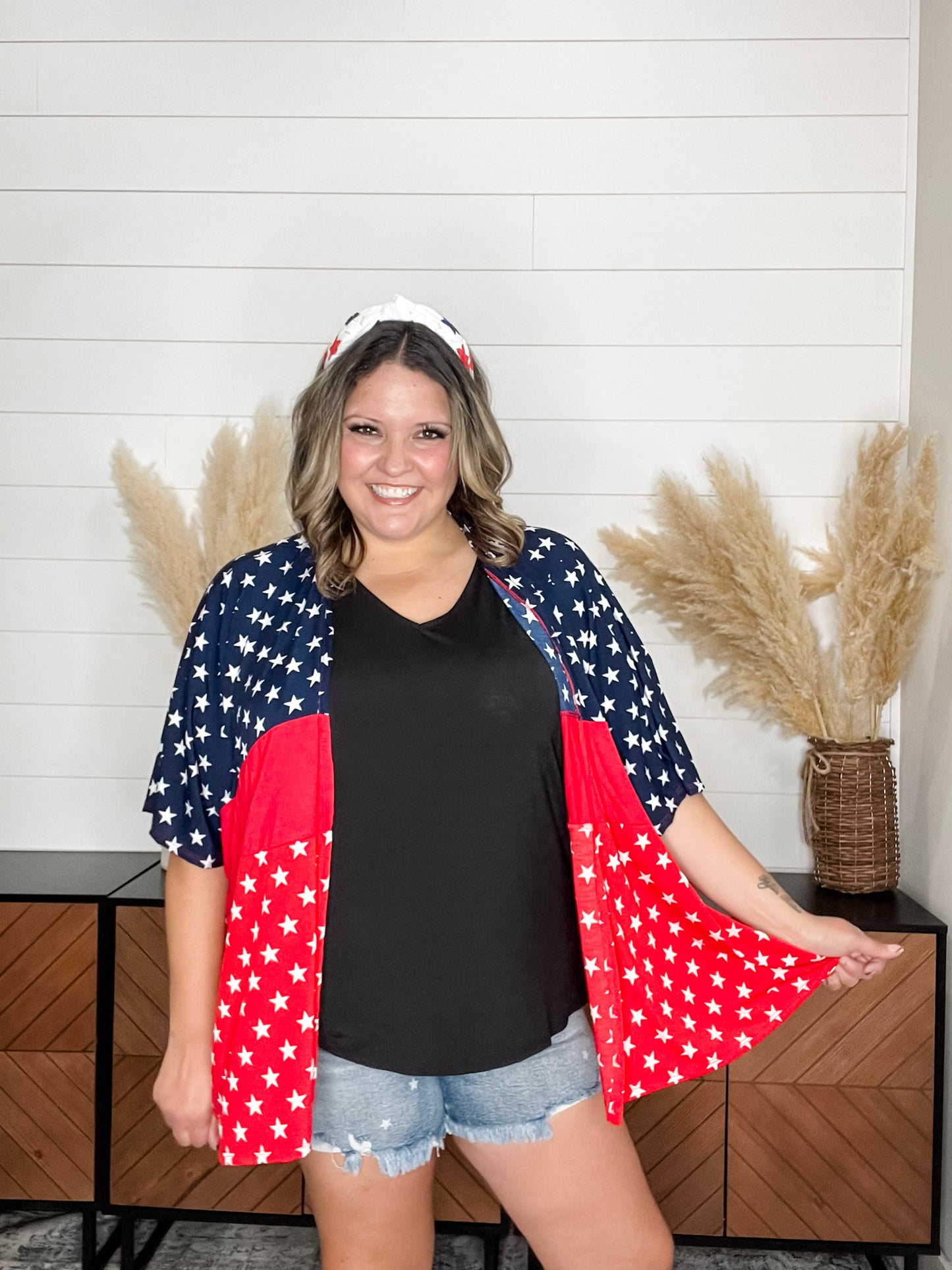 "Together" Star Print Cardigan