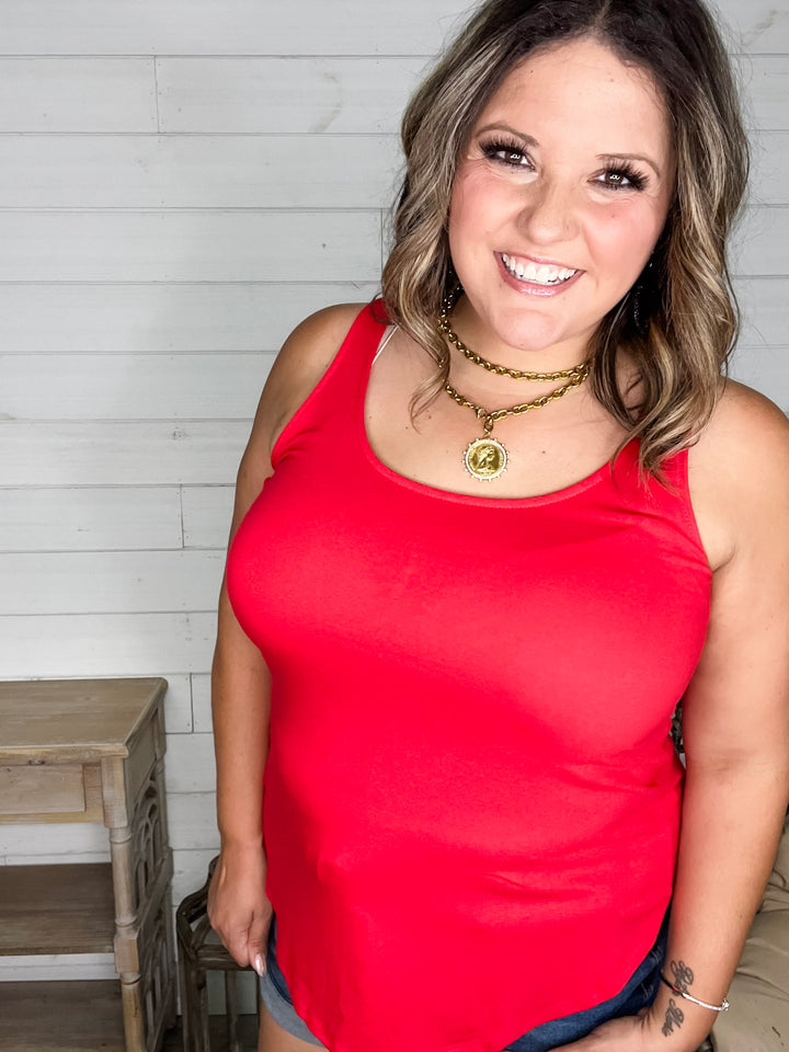 "It's Back" Relaxed Fit Tank (Ruby)