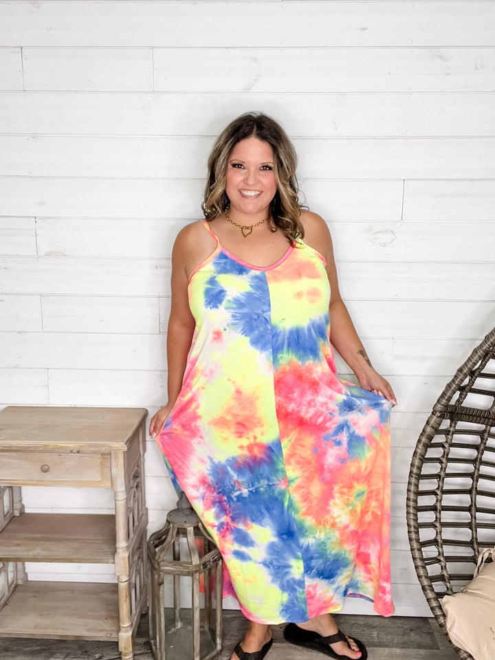 "Jones" Tie Dye Adjustable Strap Maxi