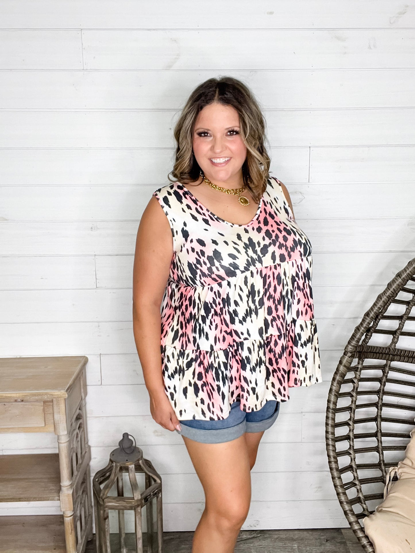 "Cheshire" Animal Print Sleeveless Baby Doll