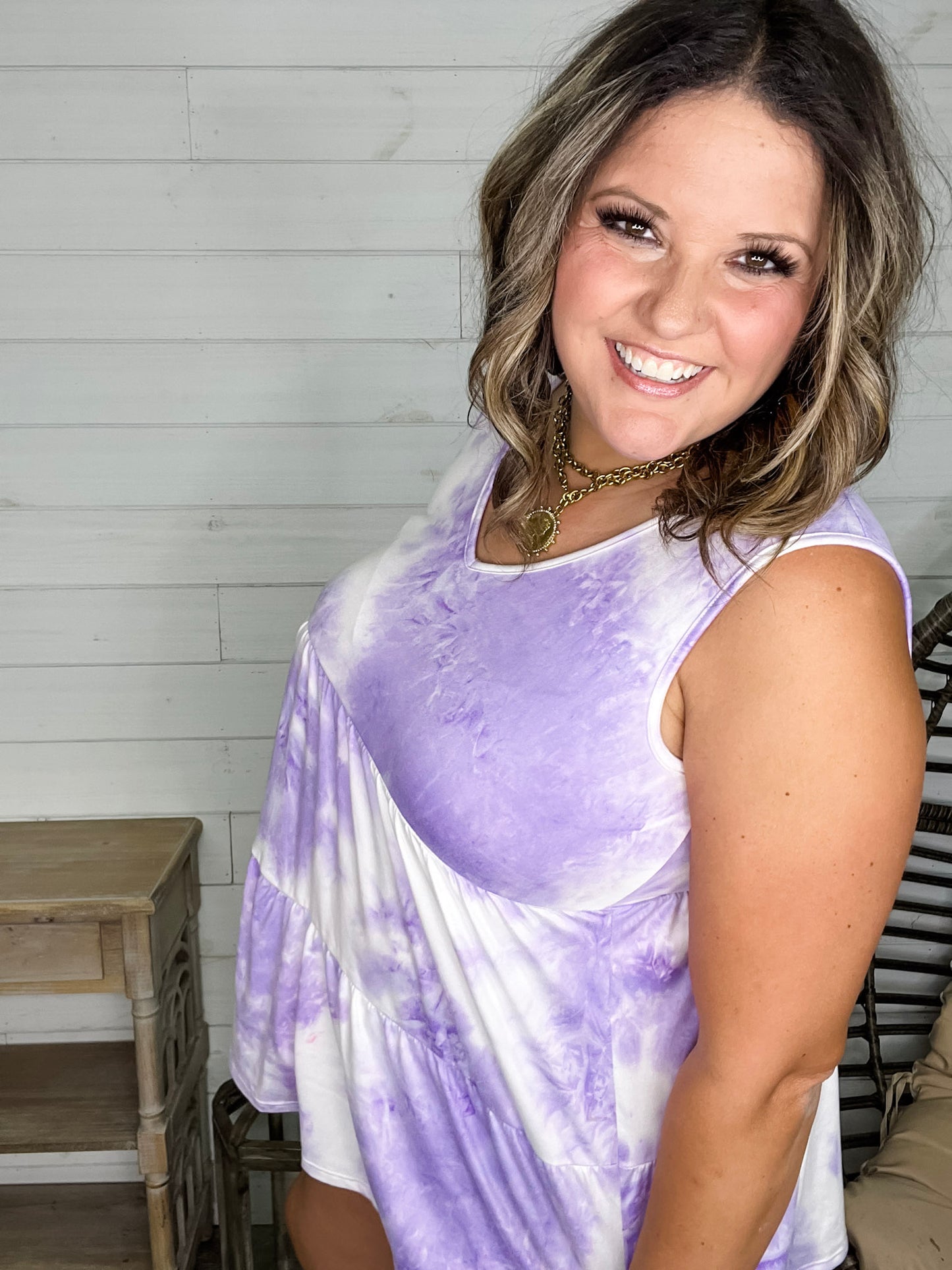 "Grapeful" Tie Dye Sleeveless Baby Doll