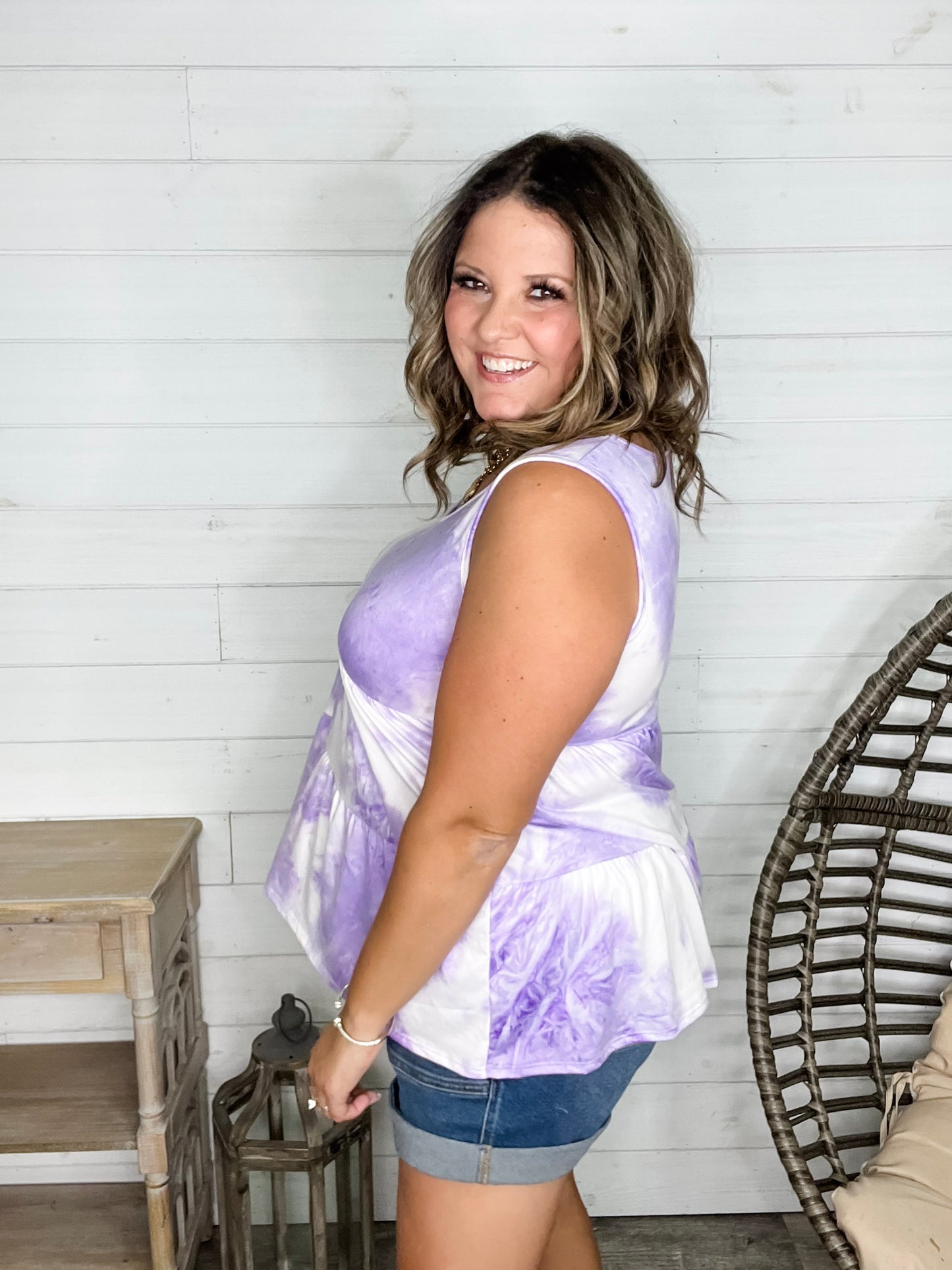"Grapeful" Tie Dye Sleeveless Baby Doll