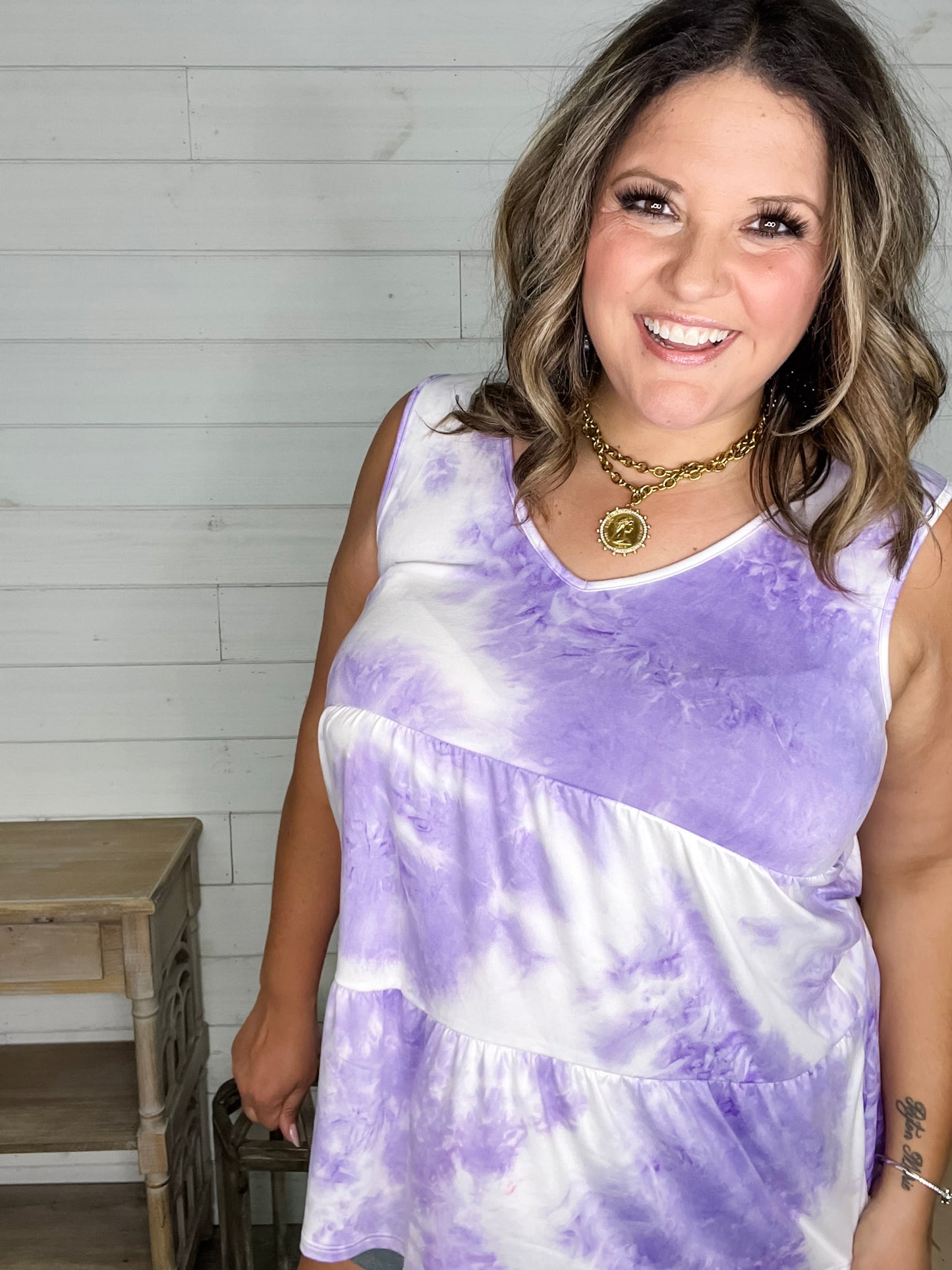 "Grapeful" Tie Dye Sleeveless Baby Doll