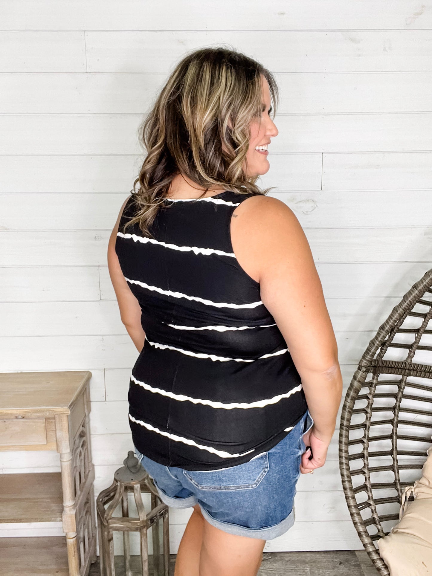 "Zigged Should Have Zagged" Relaxed Fit Tank (Black & Olive)
