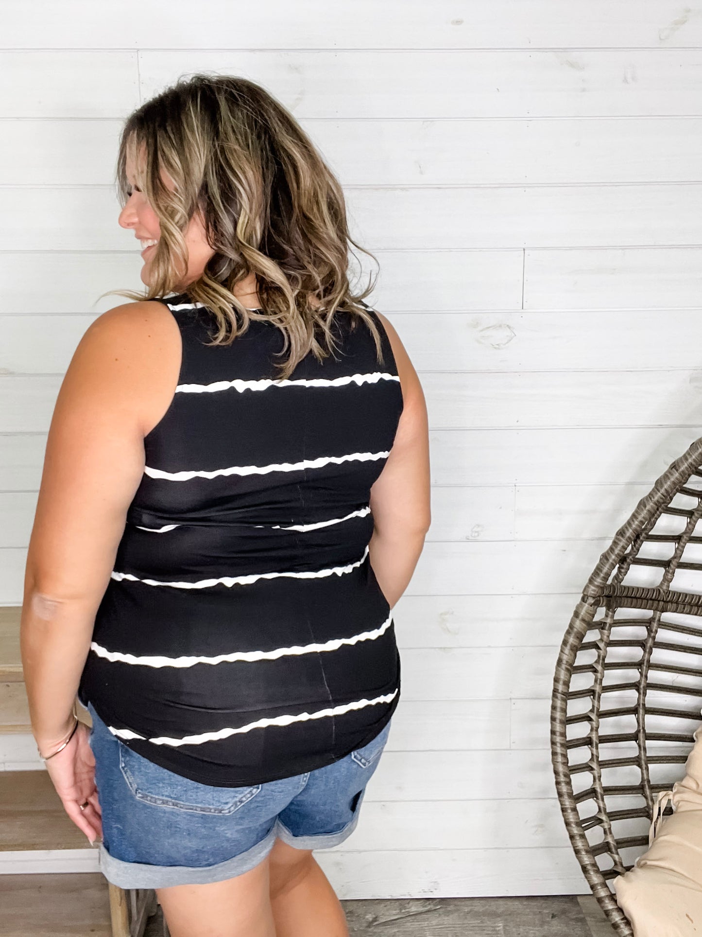 "Zigged Should Have Zagged" Relaxed Fit Tank (Black & Olive)