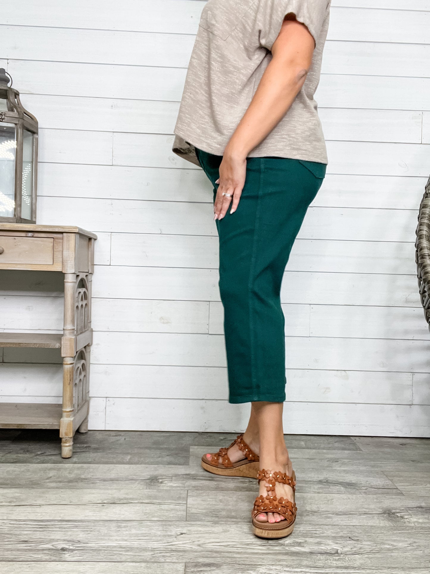 Judy Blue "The Real Teal" Tummy Control Wide Leg Crops