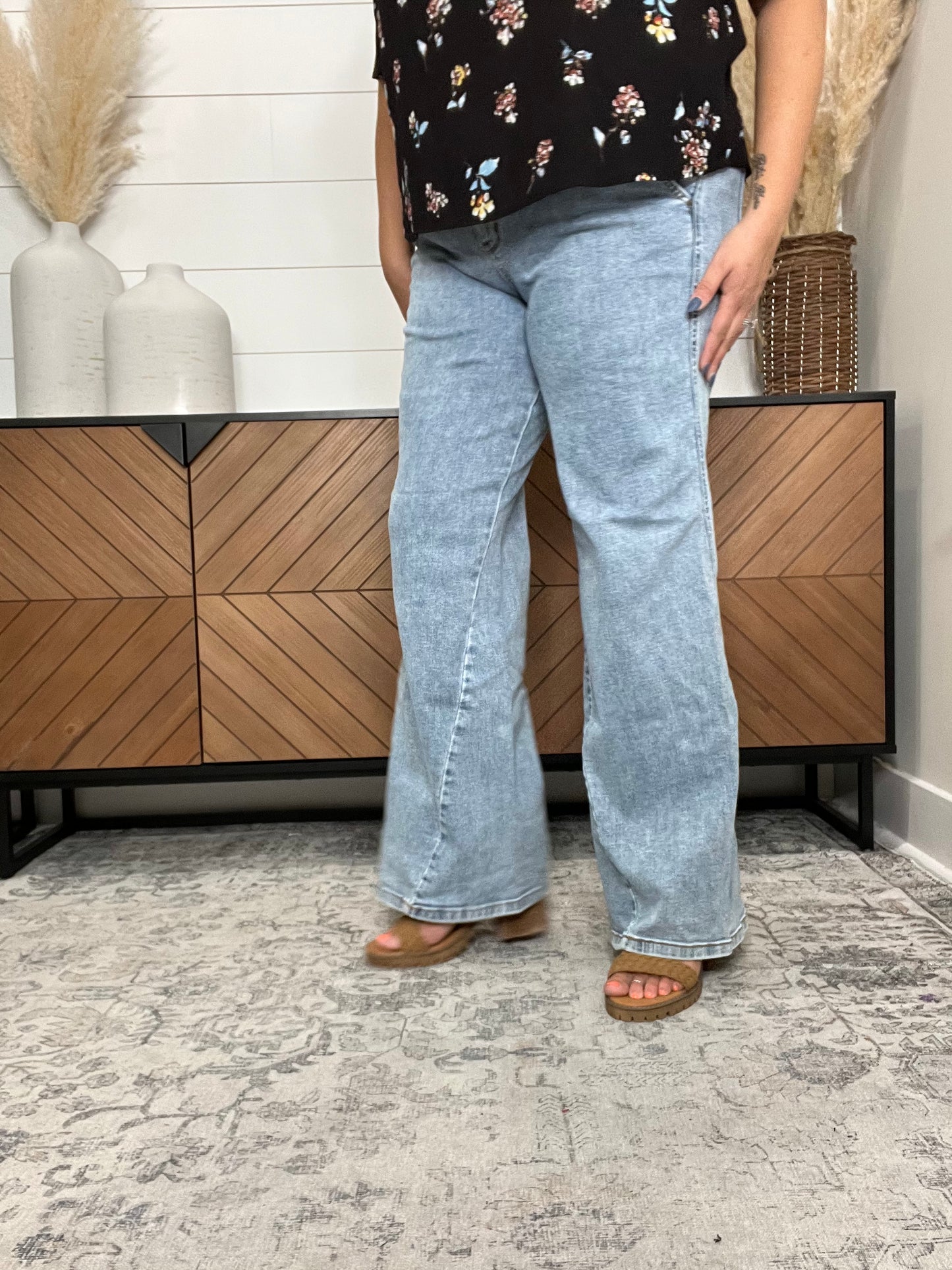 Judy Blue "Sideways" Retro Wide Leg Skewed Inseam