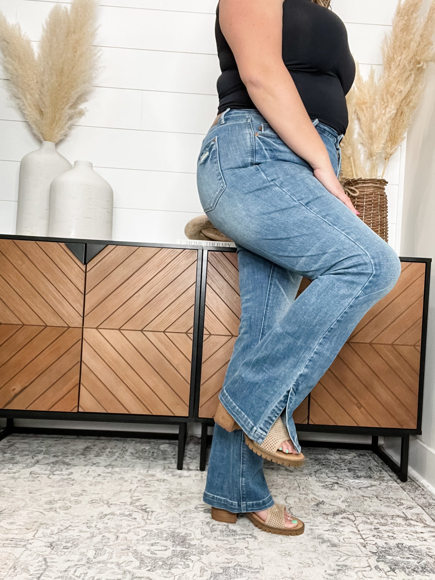 Judy Blue "Rodeo Life" Tummy Control Bootcut Split Hem Jeans