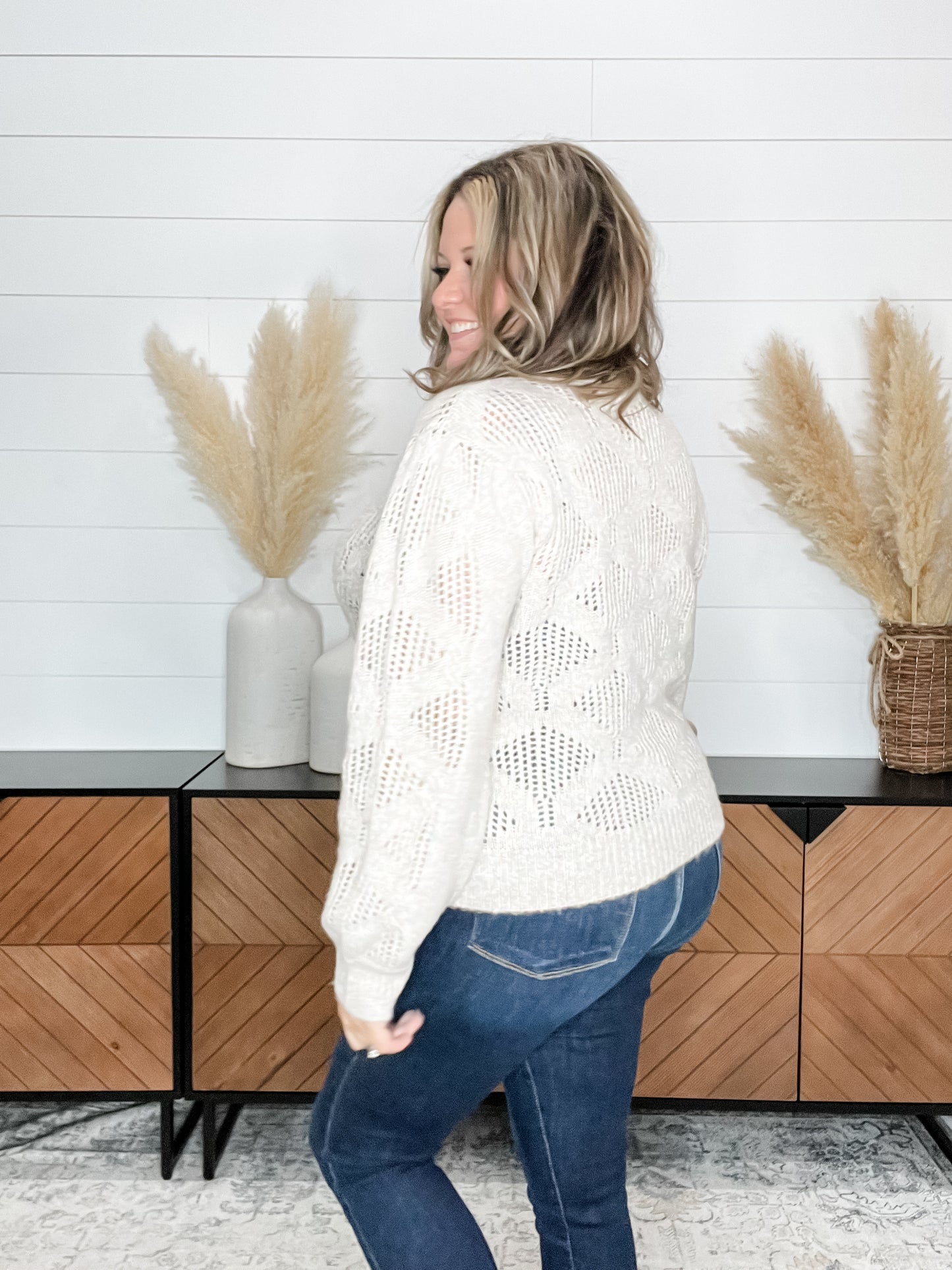 "Hop Along" Wide Weft Long Sleeve Sweater