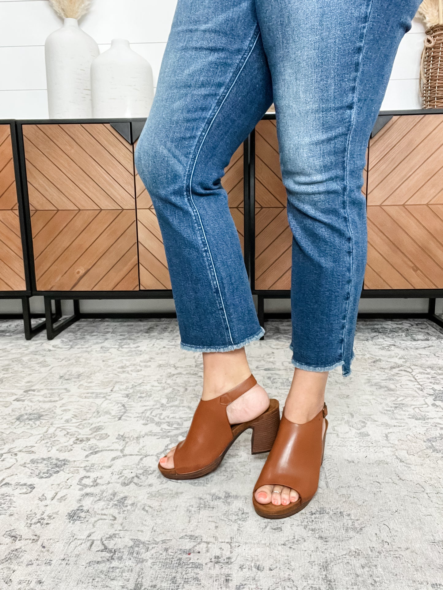 Pierre Dumas "Morgen" Block Heel Sandal (Cognac)