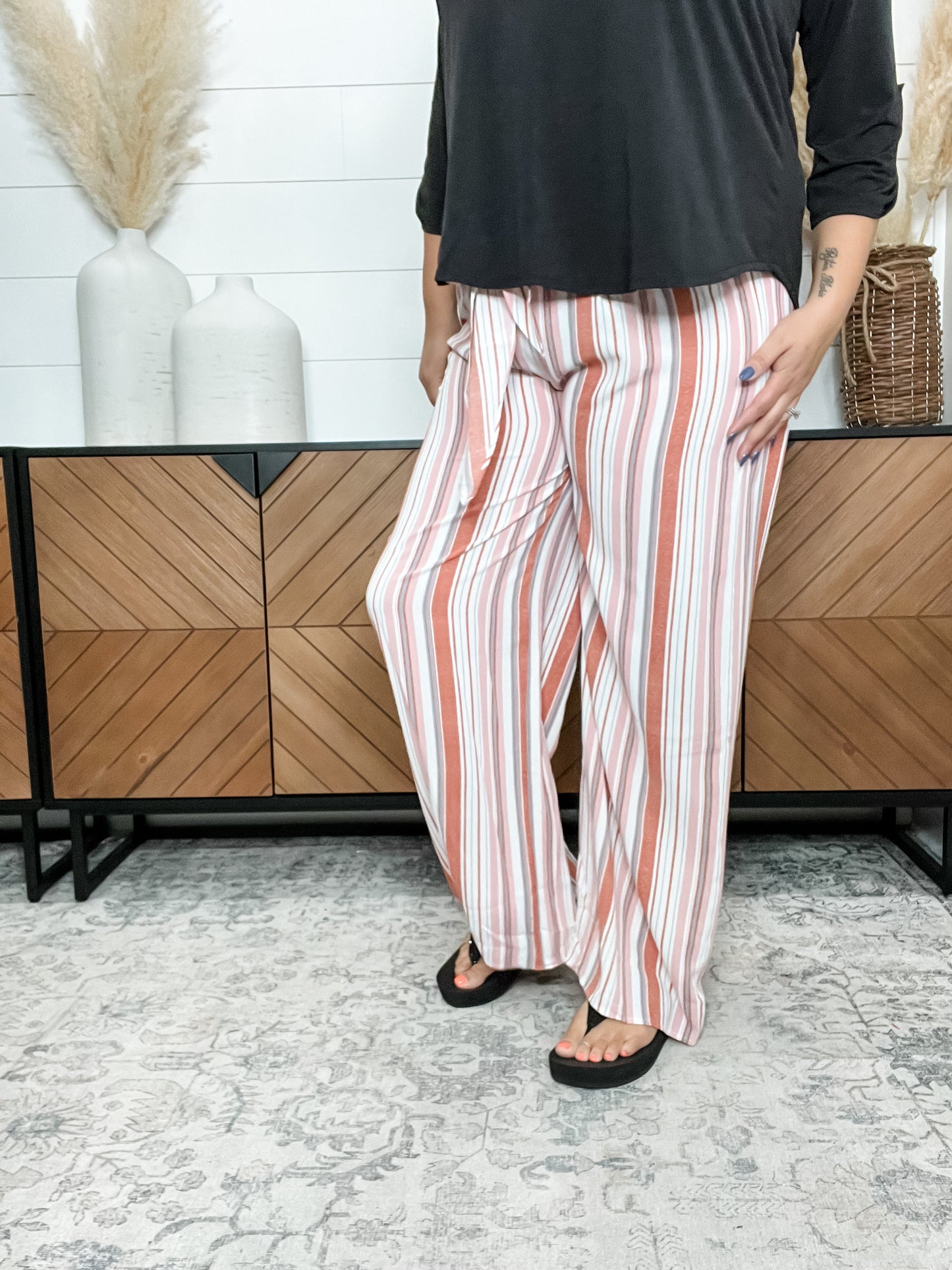 "Baton Rouge" Stripe Casual Wide Leg Pants