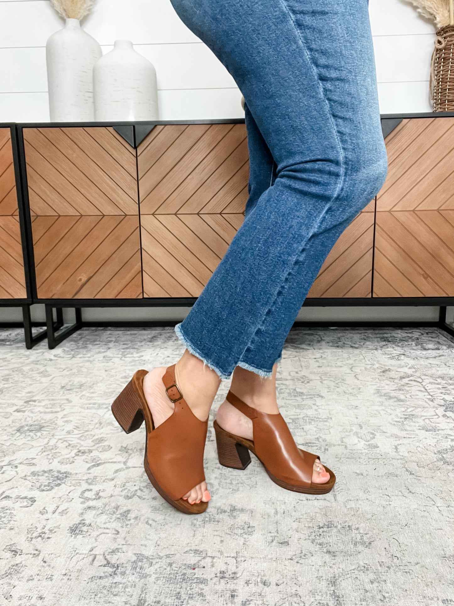 Pierre Dumas "Morgen" Block Heel Sandal (Cognac)