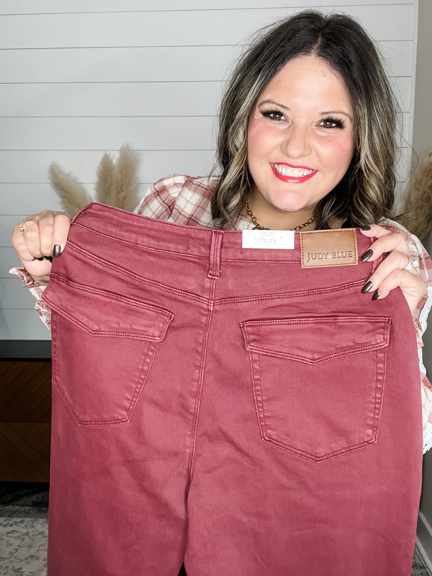 Judy Blue Aurora Burgundy Cuffed Weekender
