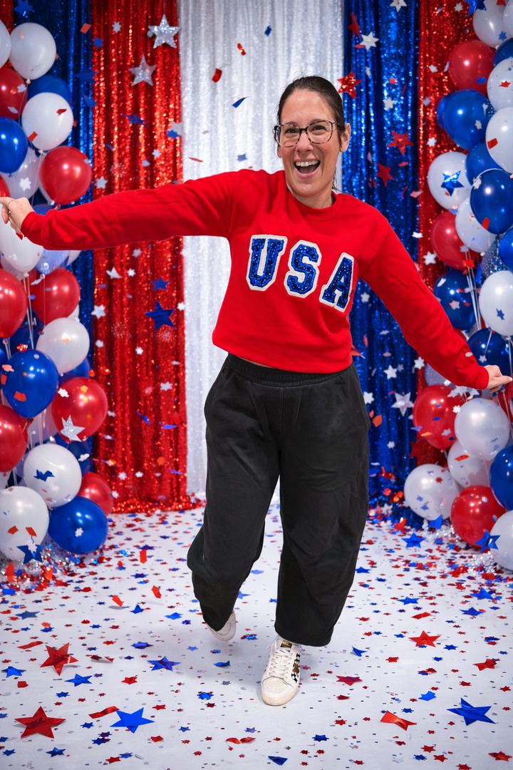 USA glitter and sequin embroidery design