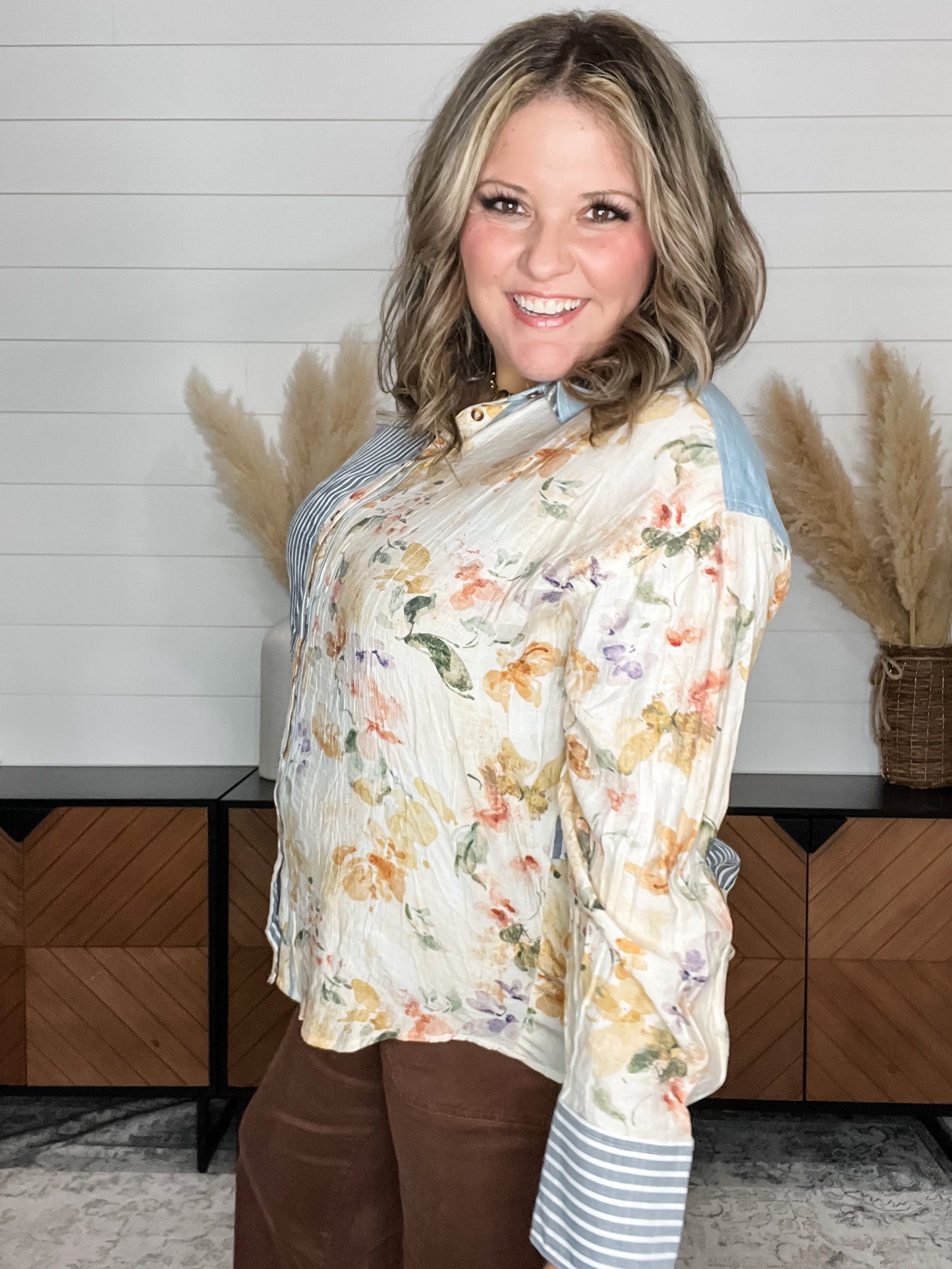 "Britta" Collared Long Sleeve Button Up