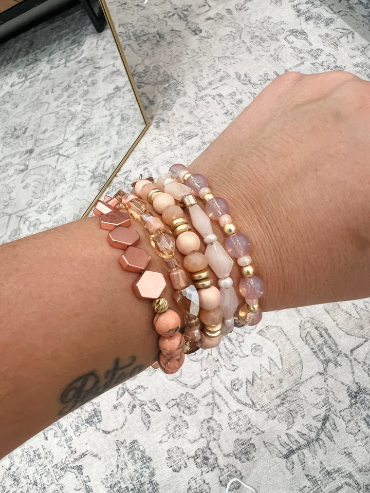 Erimish Hand Strung Beaded Bracelet (Set of 5 Stackable Bracelets)