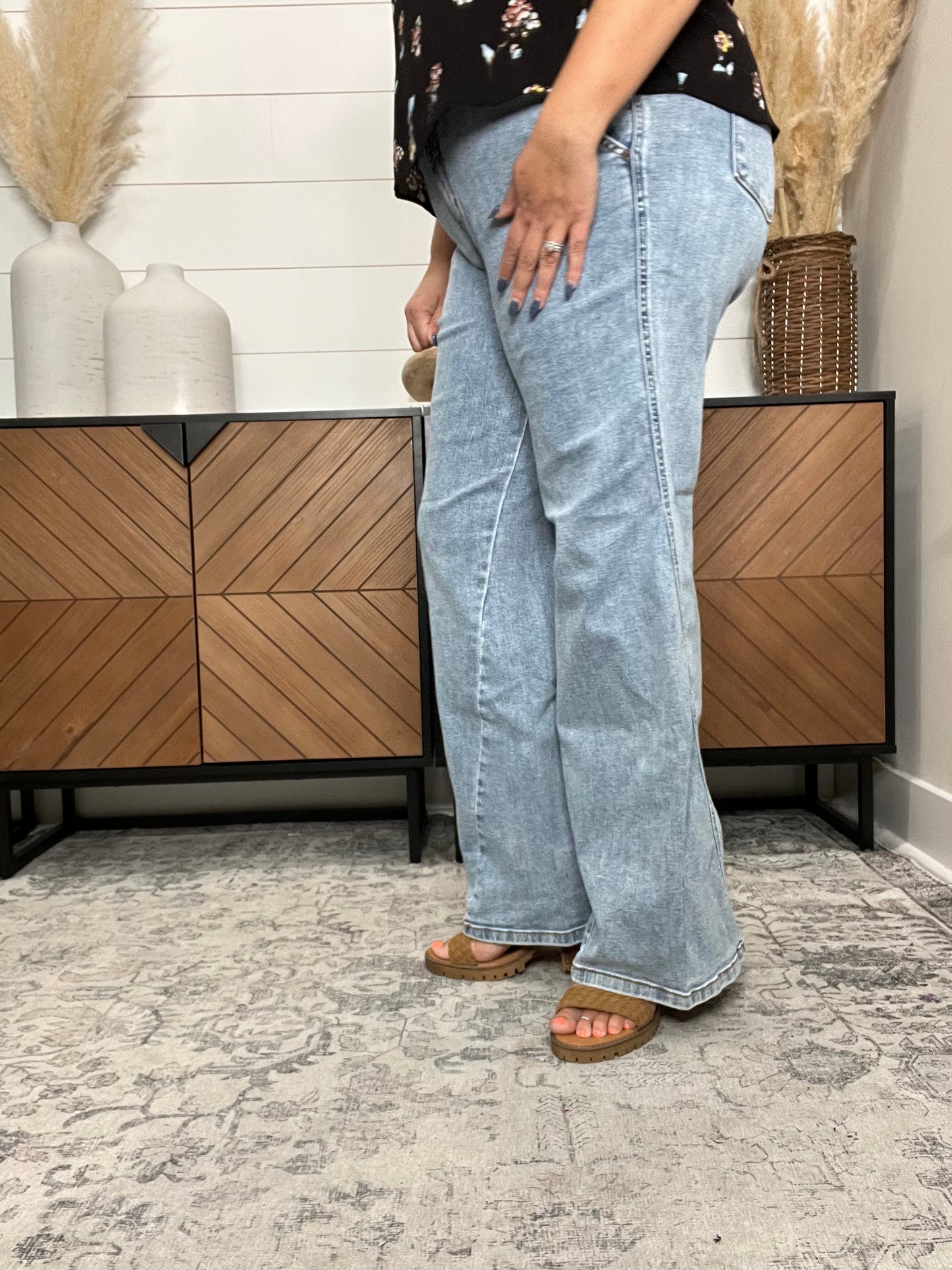 Judy Blue "Sideways" Retro Wide Leg Skewed Inseam