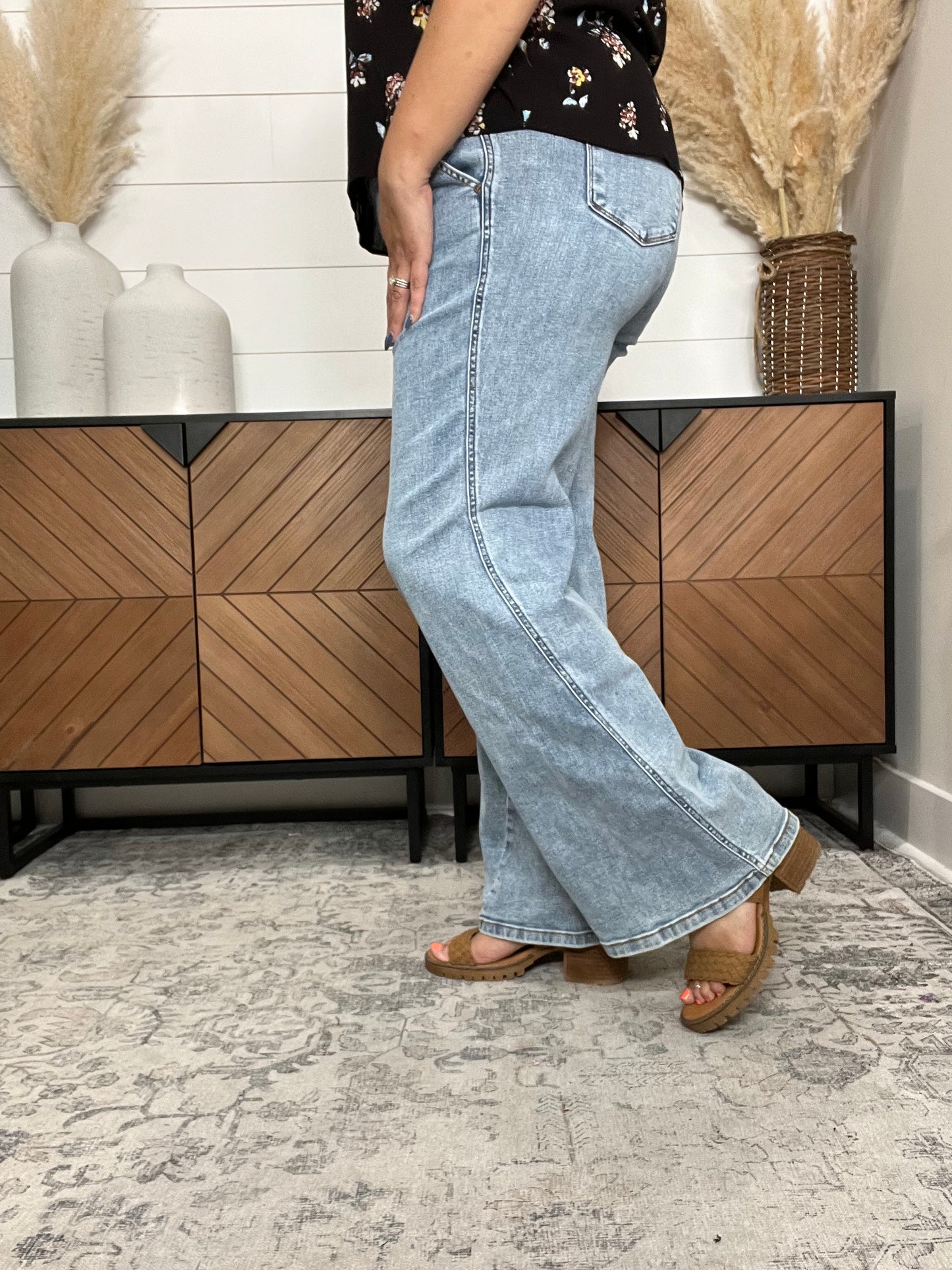 Judy Blue "Sideways" Retro Wide Leg Skewed Inseam