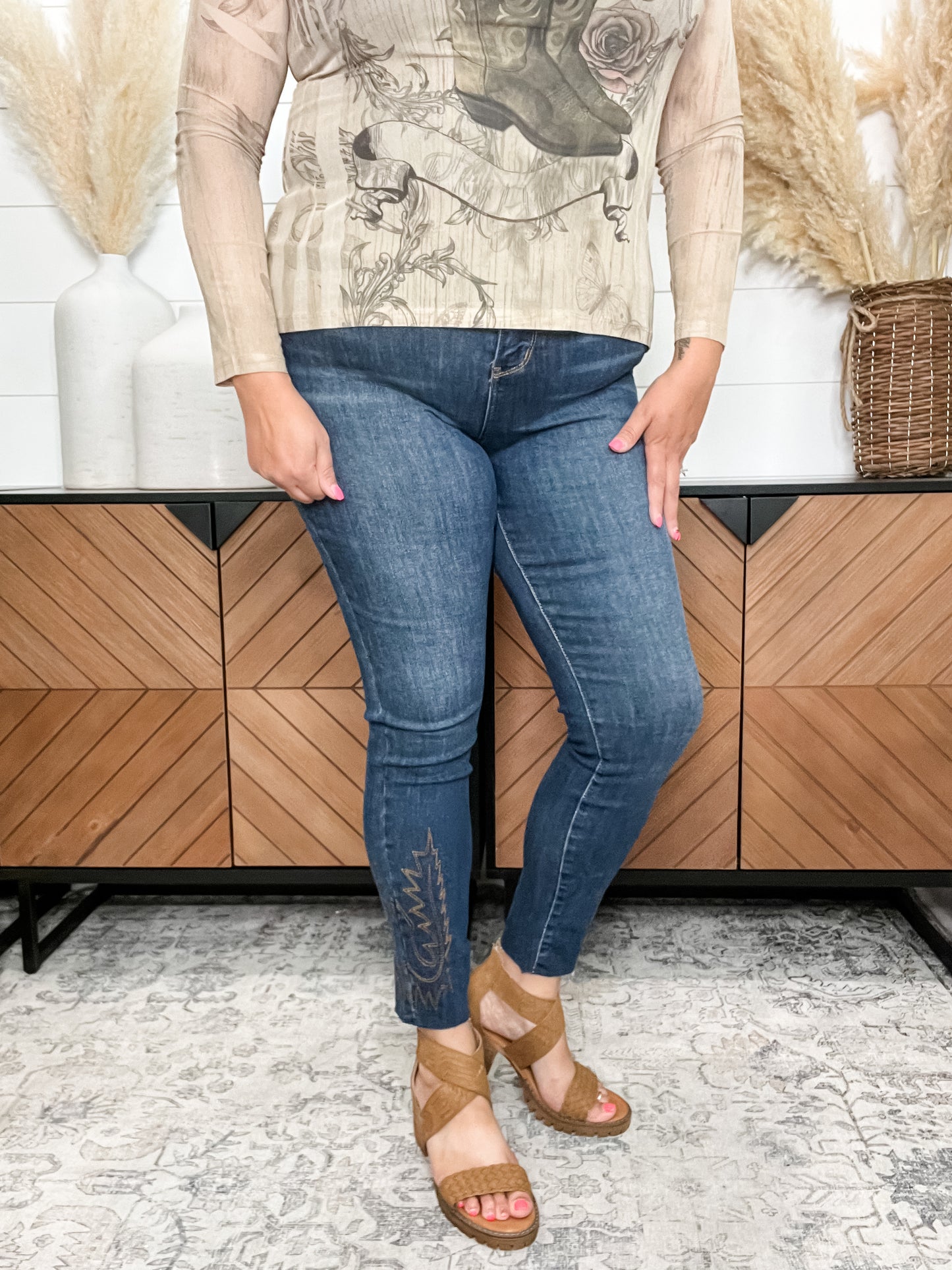 Judy Blue “Country Girl” Embroidered Skinny Jeans