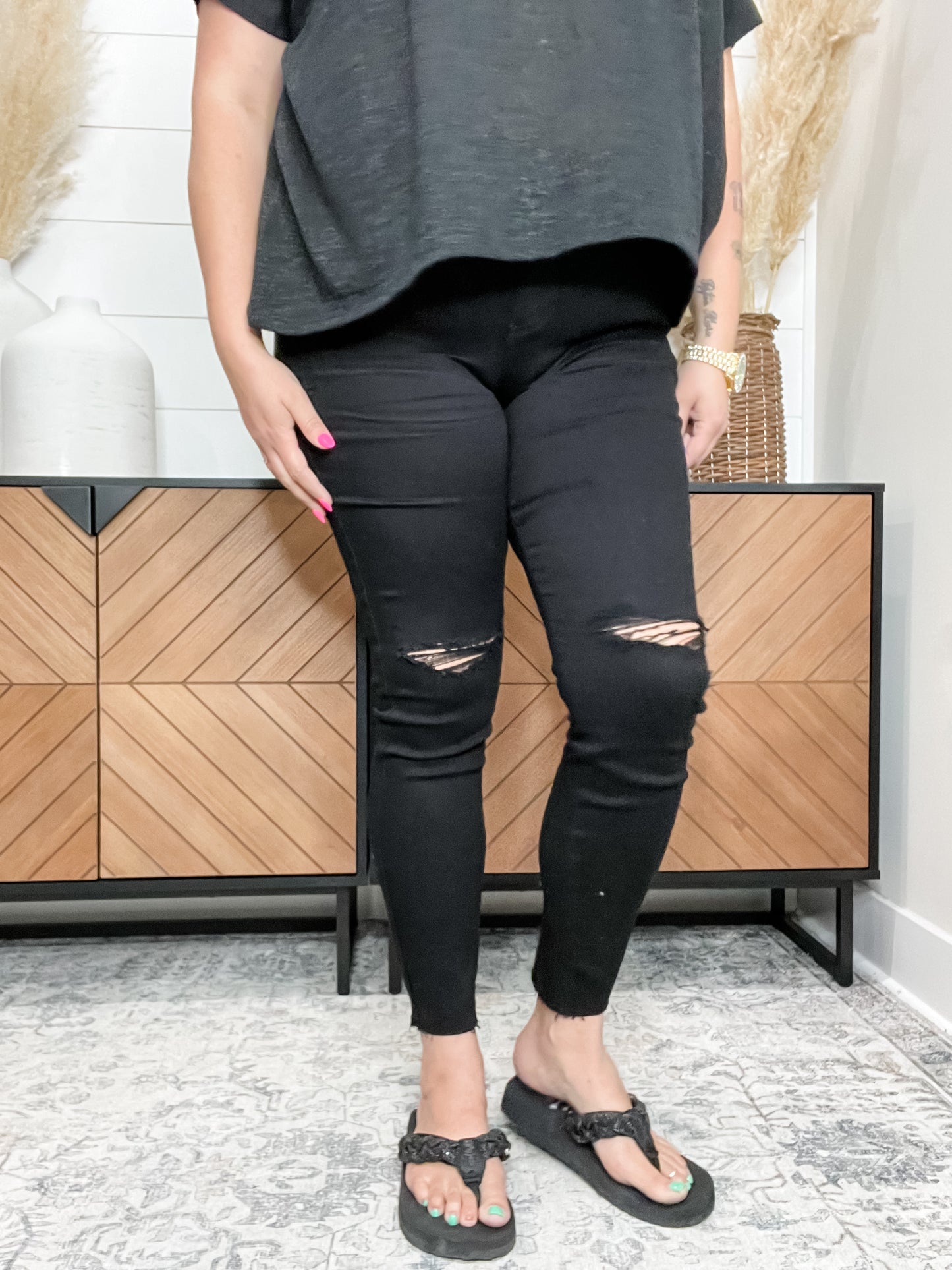 Judy Blue "Truth or Dare" Black Skinny Jeans