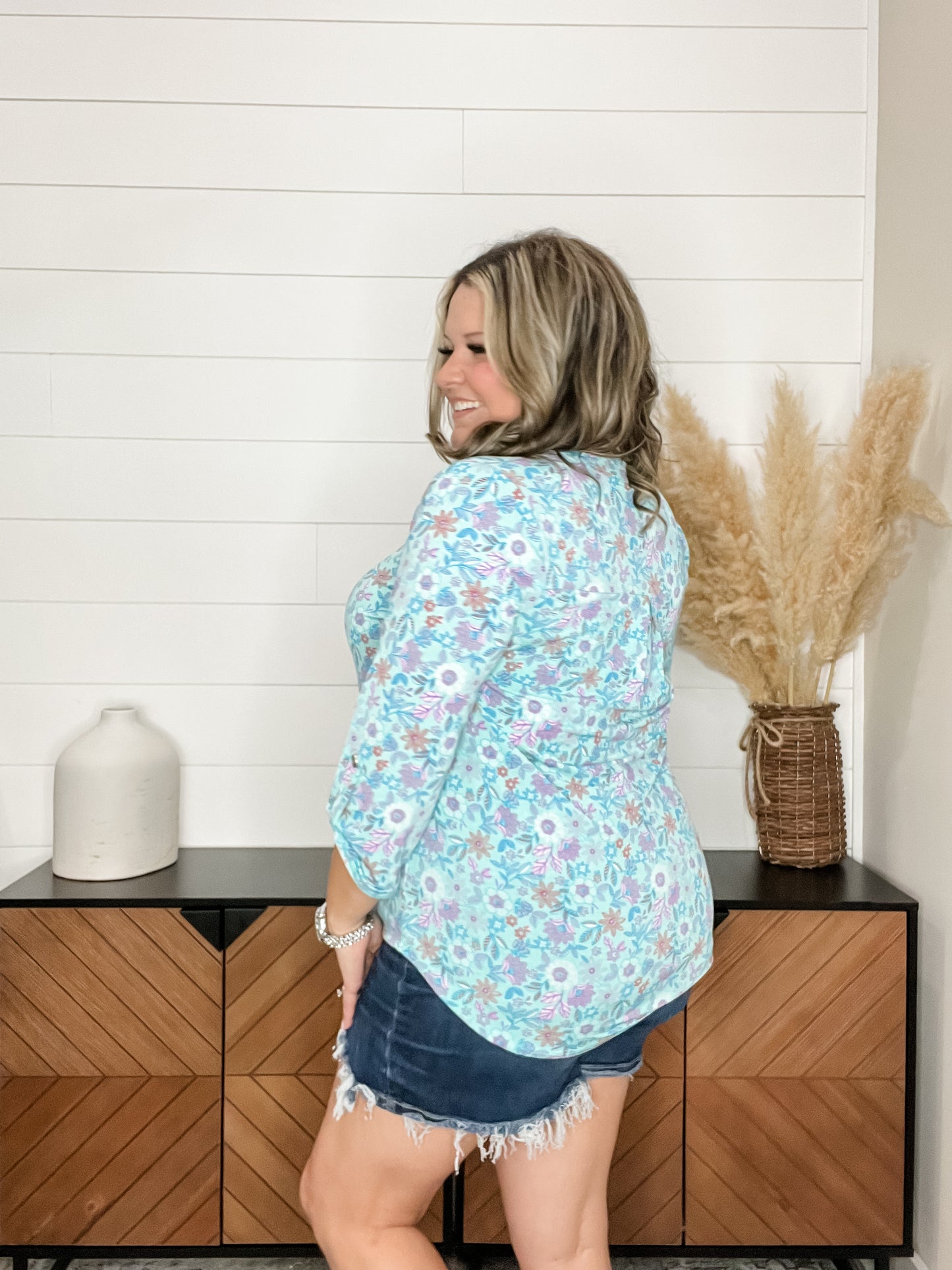 "Smarties" Dear Scarlett 3/4 Sleeve Split Neck