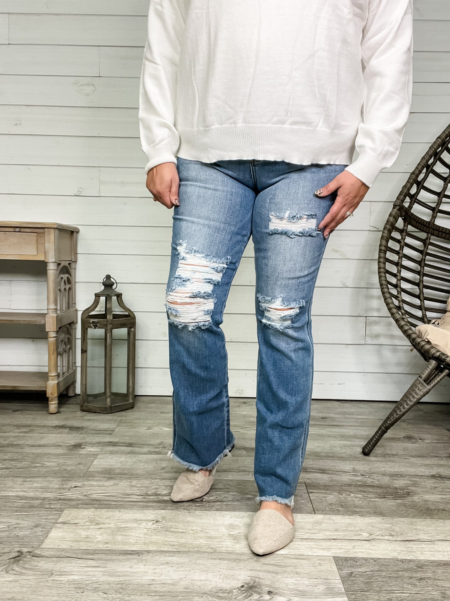 Judy Blue "Barrel Race" Frayed Hem Bootcut Jeans