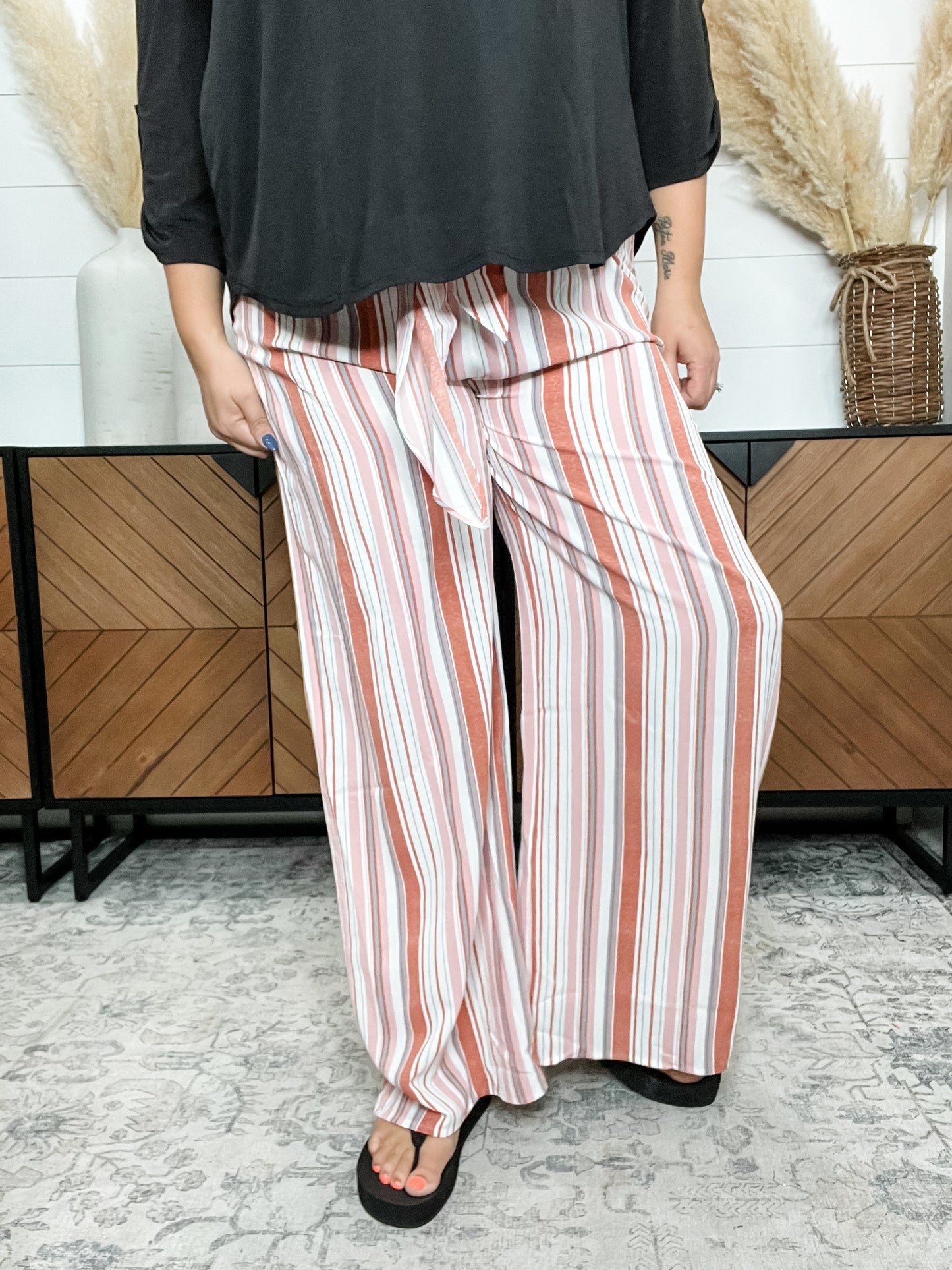 "Baton Rouge" Stripe Casual Wide Leg Pants