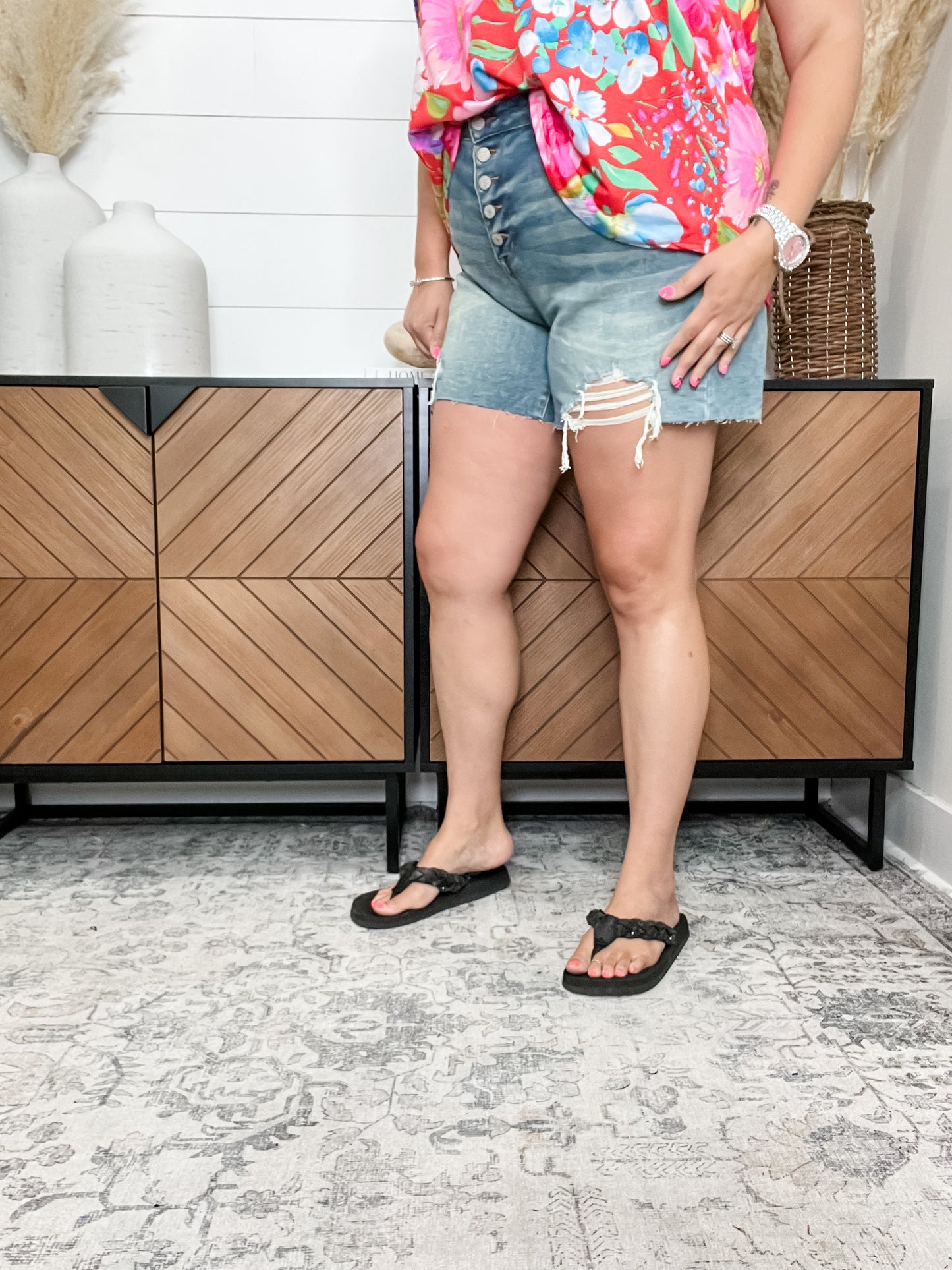 Judy Blue "She Pretty" Button fly Destroyed Shorts