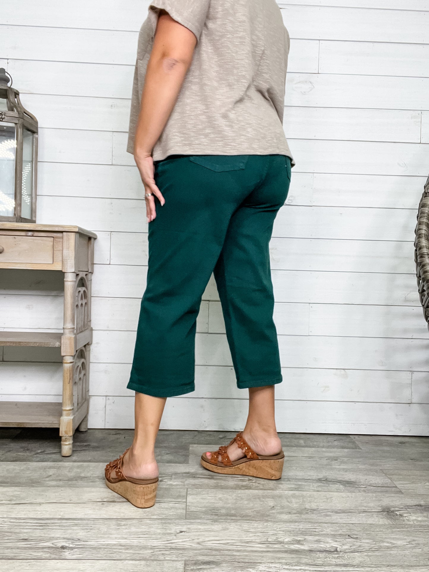 Judy Blue "The Real Teal" Tummy Control Wide Leg Crops