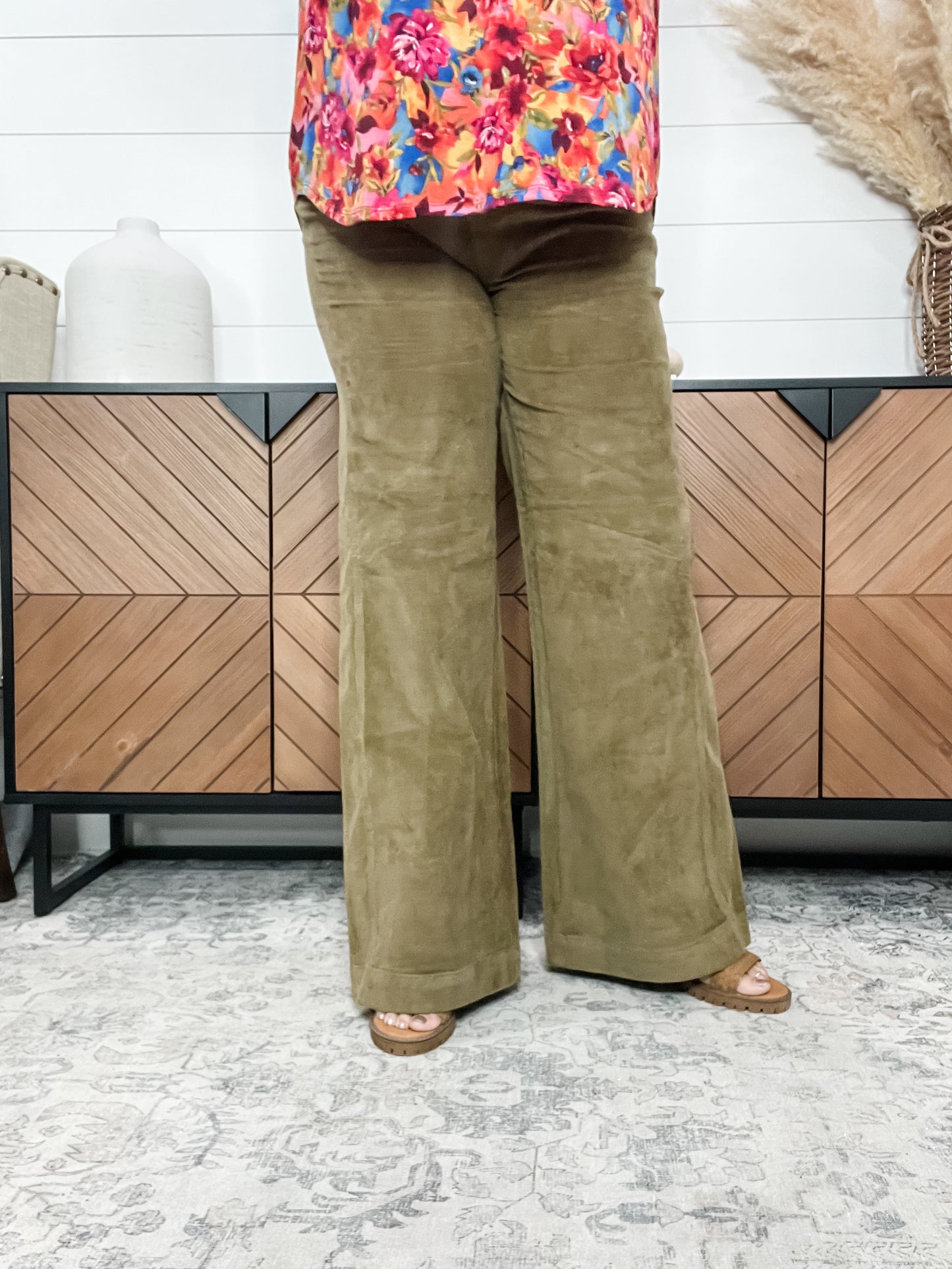 Judy Blue Olive Corduroy Wide Leg Jeans