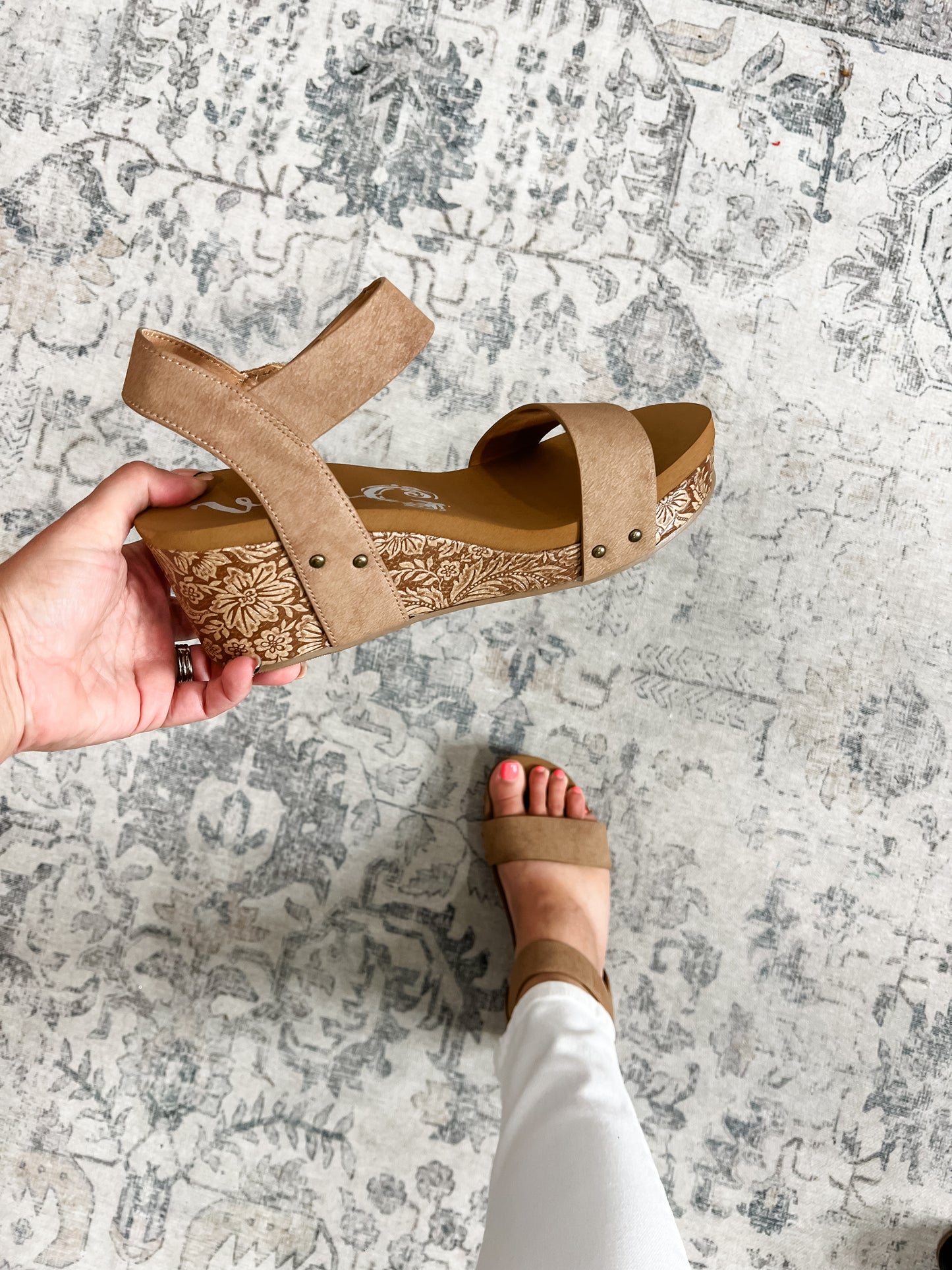 "Devon 2.0" By Very G Tooled Sandal (Light Tan)