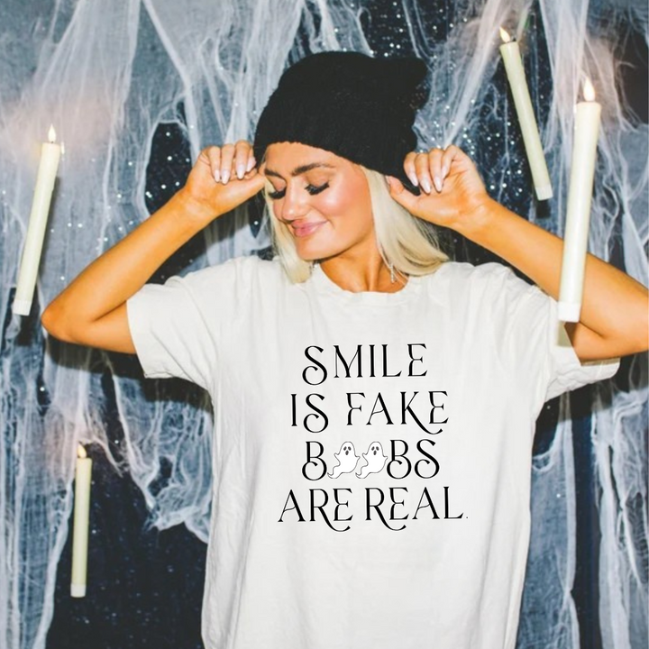 Smile is fake boobs are real spooky edition
