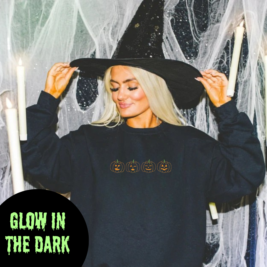 Glow in the dark pumpkin faces