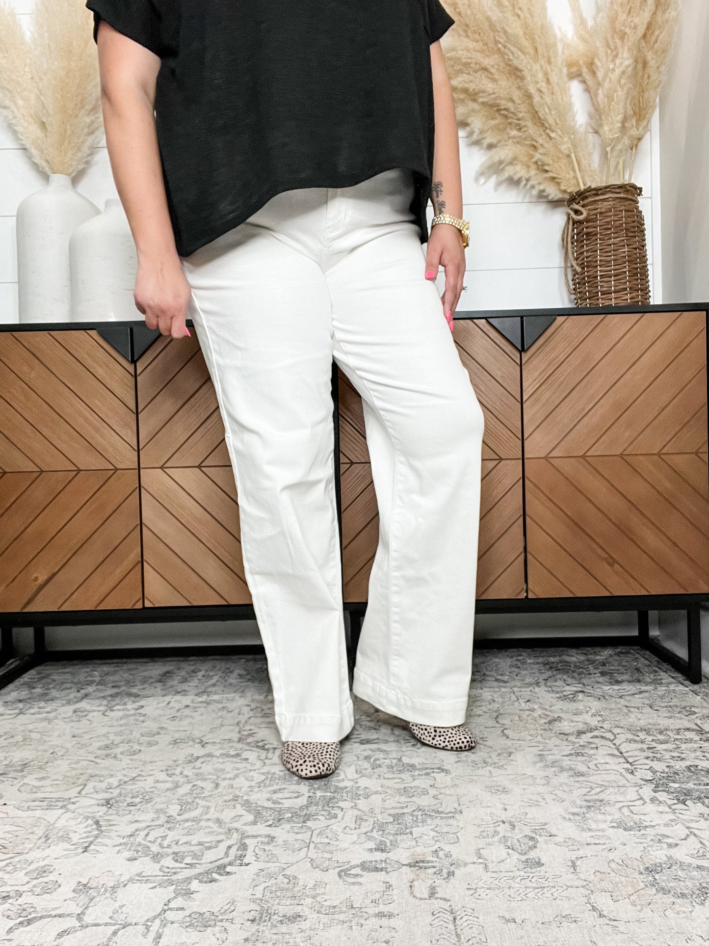 Judy Blue “Big Smiles” White Wide Leg Jeans