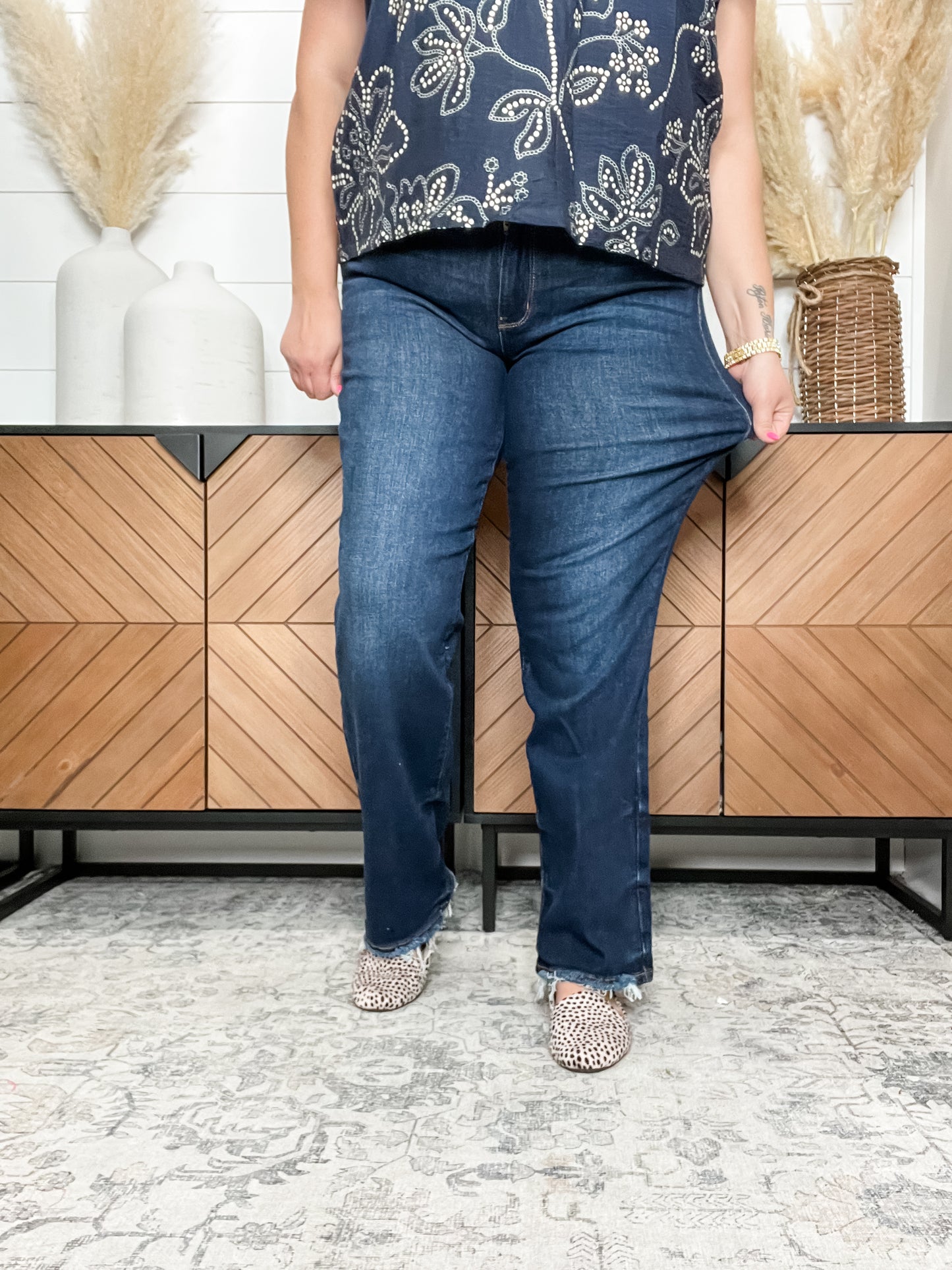 Judy Blue "Casual Friday" Dark Wash Straight Leg Jeans