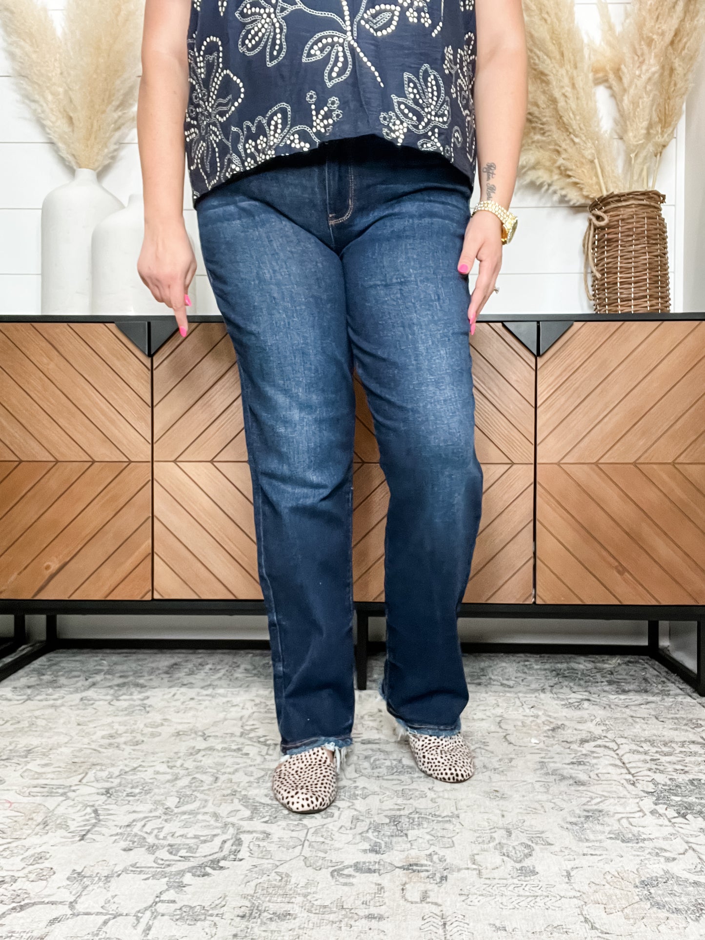 Judy Blue "Casual Friday" Dark Wash Straight Leg Jeans