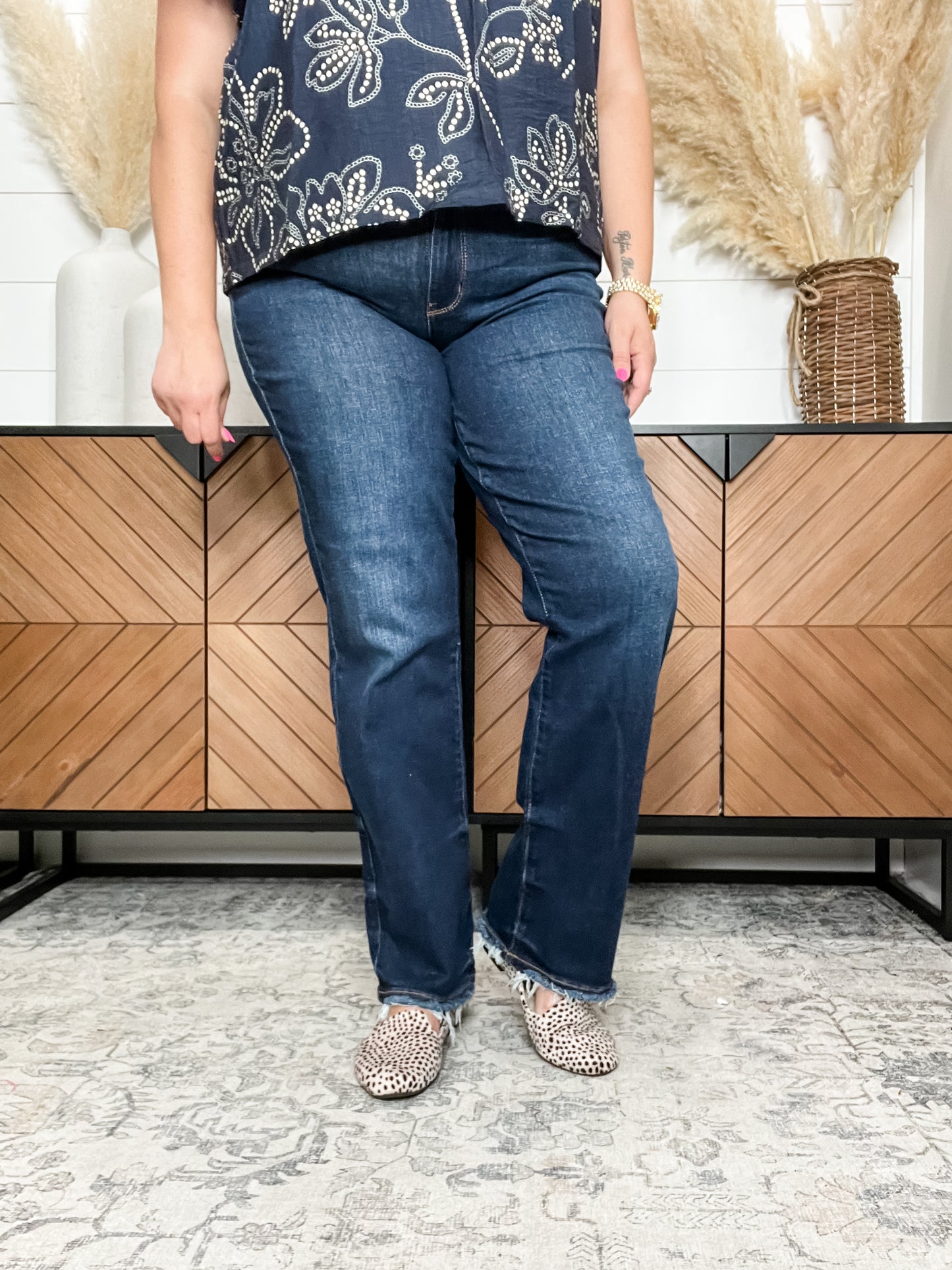 Judy Blue "Casual Friday" Dark Wash Straight Leg Jeans