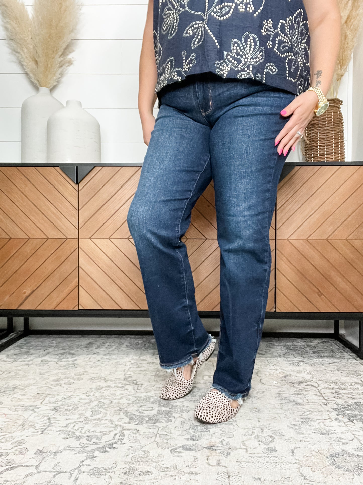 Judy Blue "Casual Friday" Dark Wash Straight Leg Jeans
