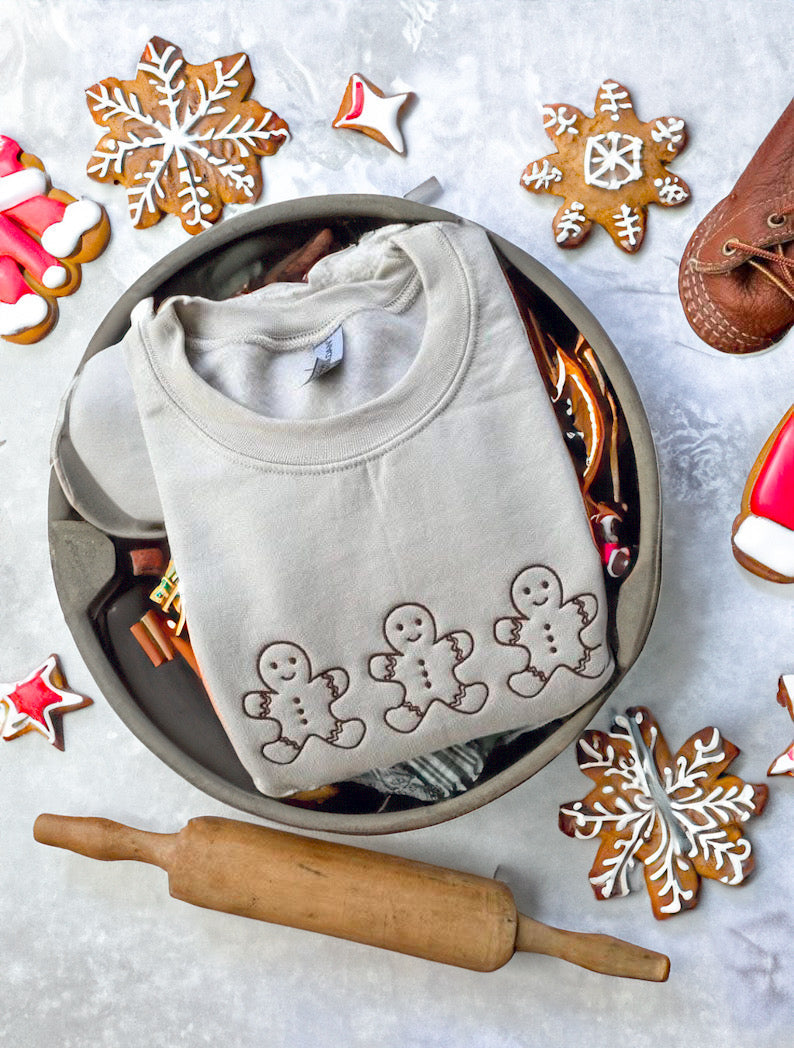 Three Gingerbread men embroidered sweatshirt