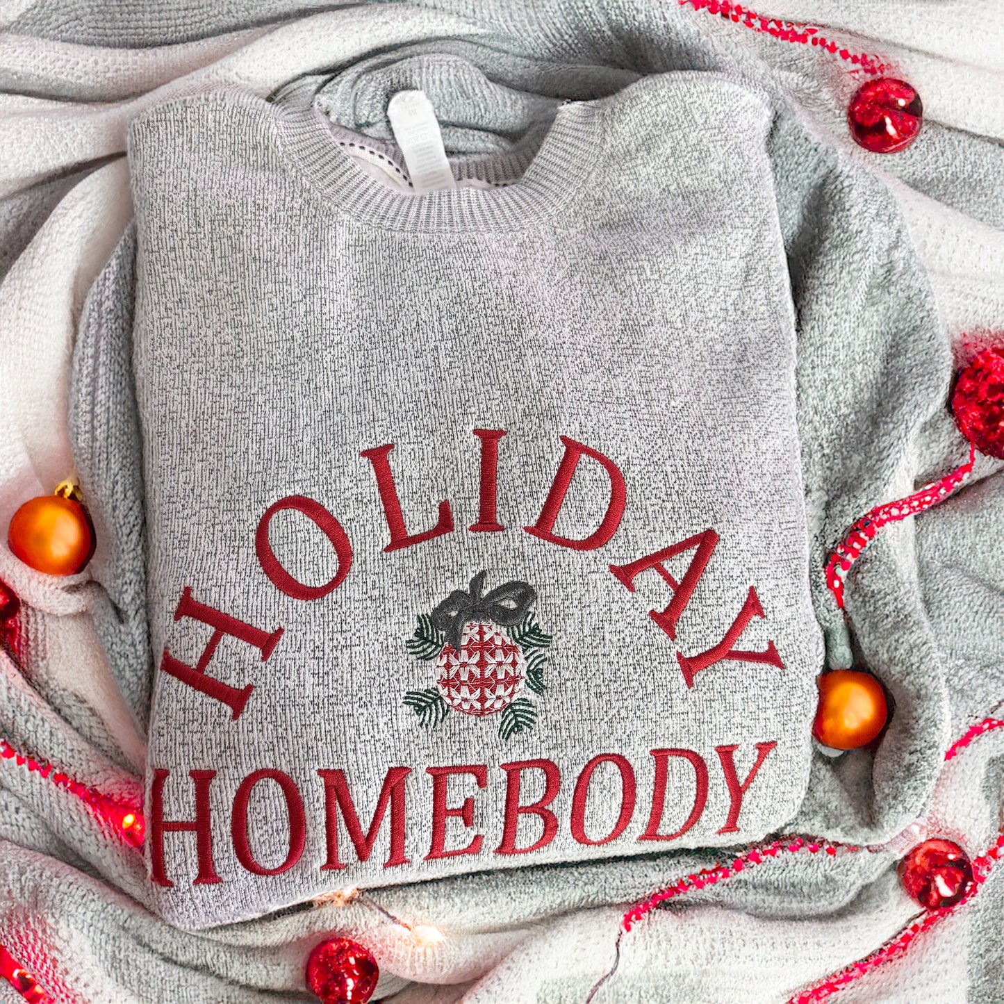 Holiday homebody embroidered knit fleece