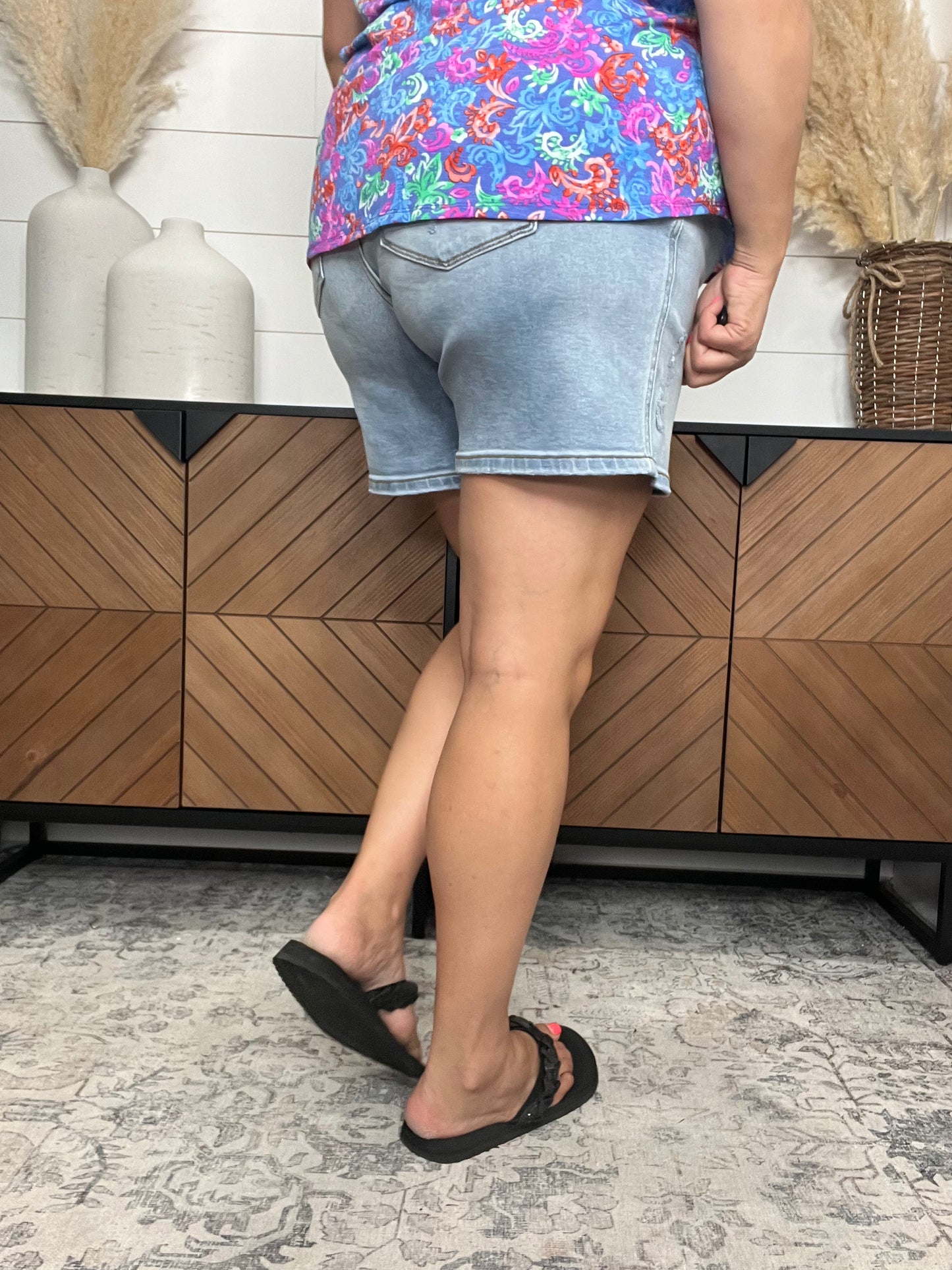 Judy Blue "Don't Get Caught" Vintage Light Wash Dad Shorts