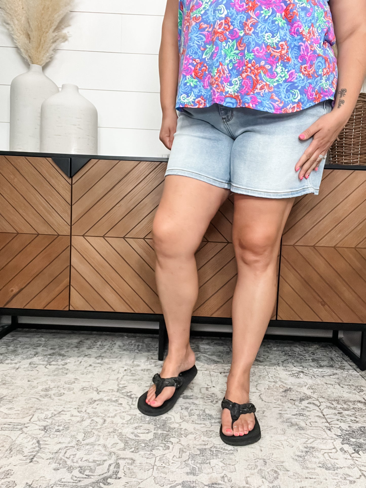 Judy Blue "Don't Get Caught" Vintage Light Wash Dad Shorts